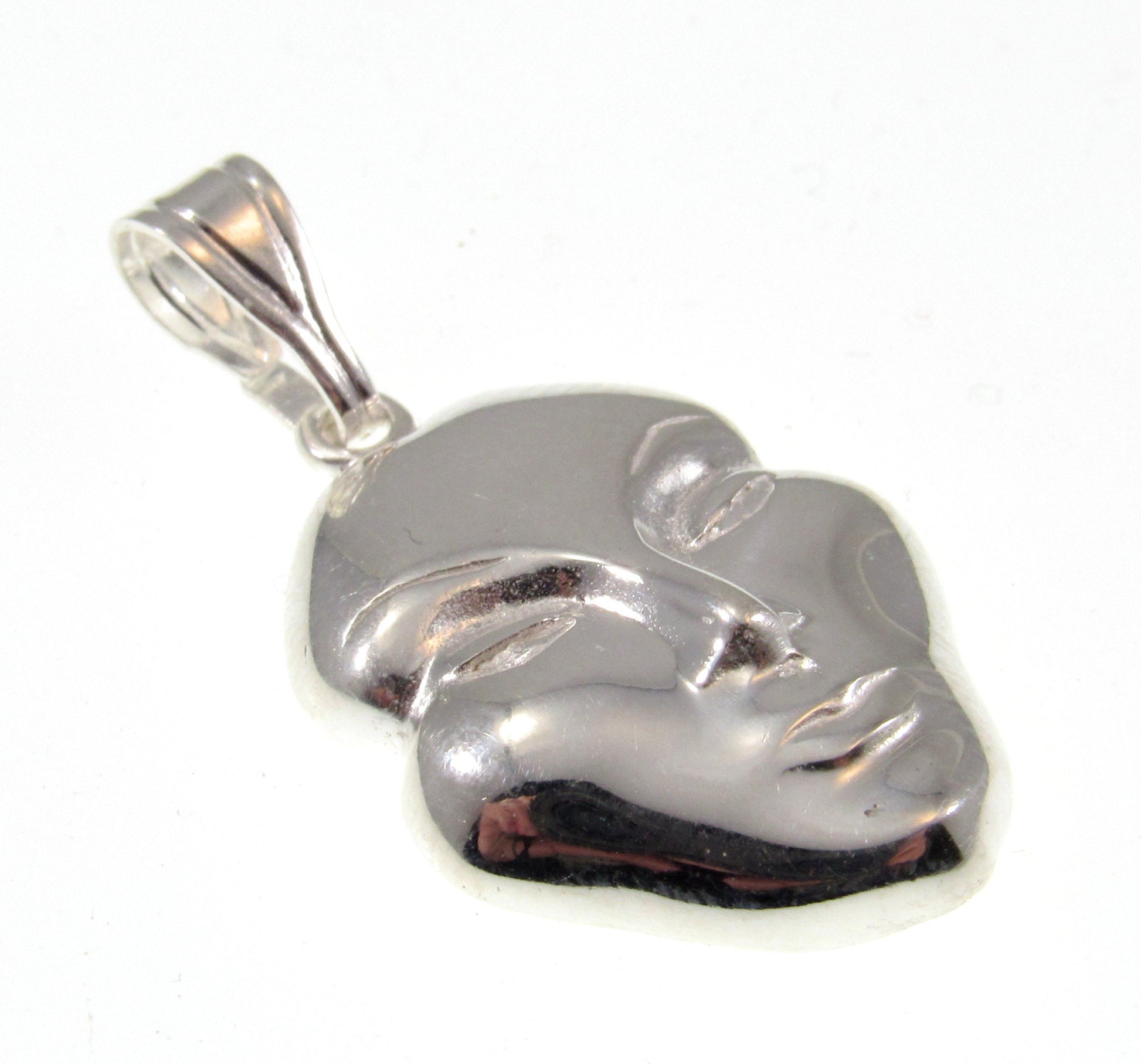 Solid 925 Sterling Silver Face Pendant – Surrealist Mask Necklace Charm, Abstract Human Face Jewelry, Masquerade Mask, Unique Statement