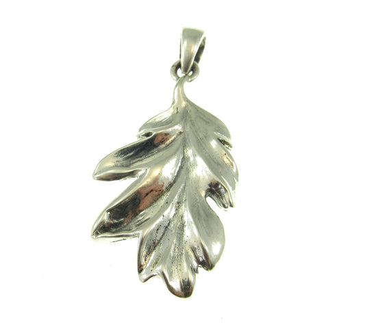 Solid 925 Sterling Silver Magic & Witch Oak Leaves Pendant, Pagan Wicca Amulet