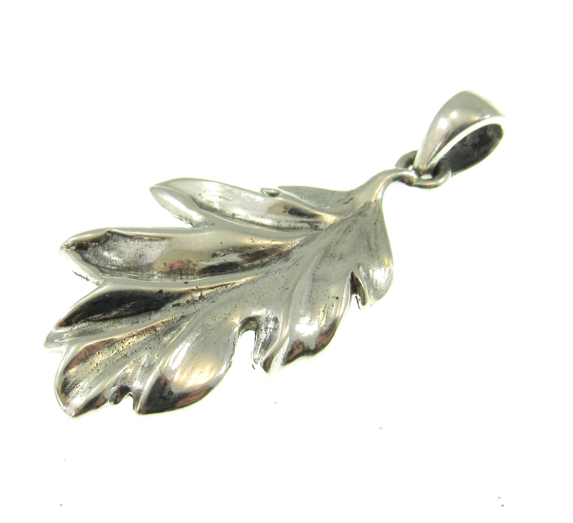Solid 925 Sterling Silver Magic & Witch Oak Leaves Pendant, Pagan Wicca Amulet