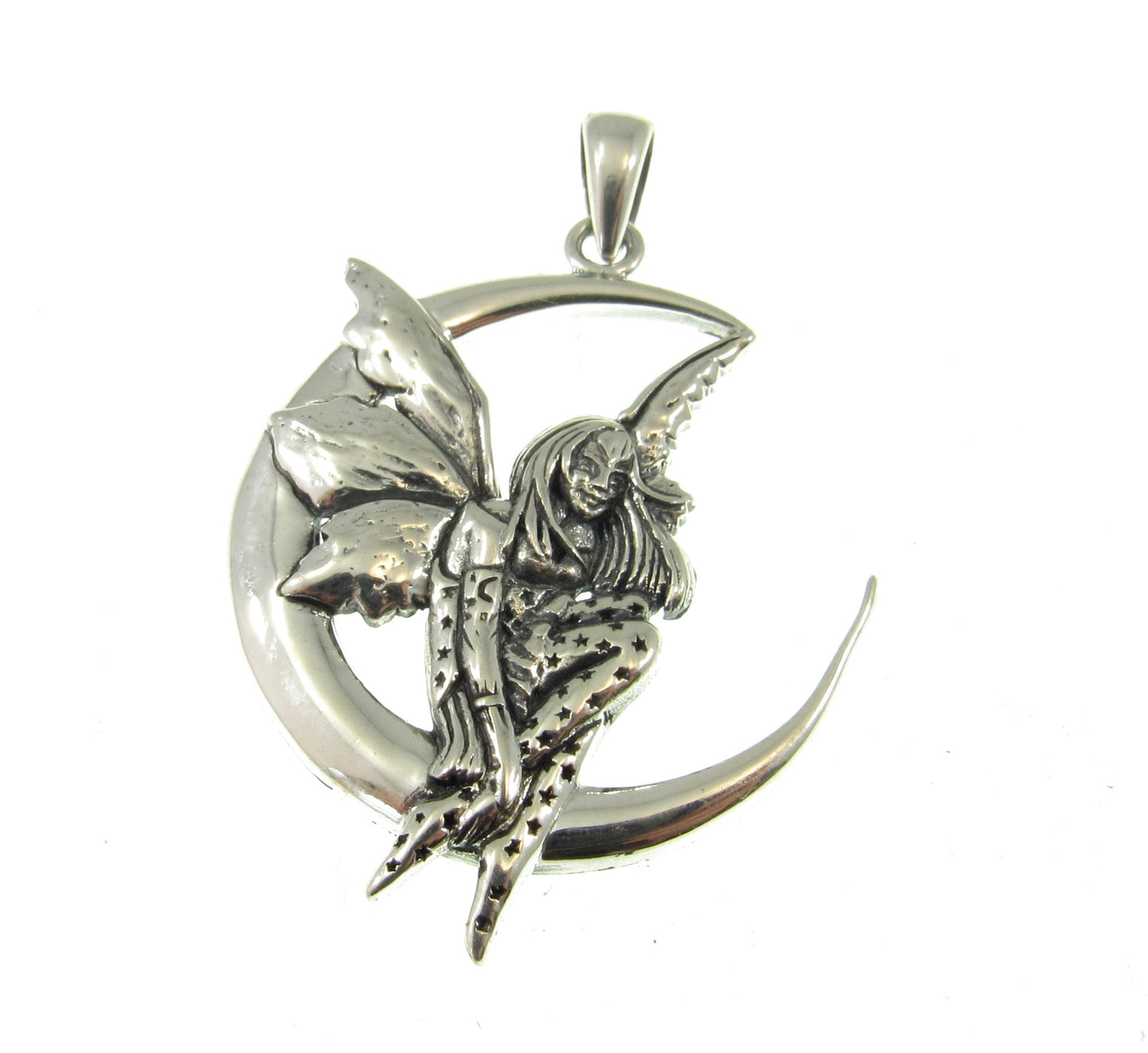 Solid 925 Sterling Silver Moon Dream Fairy Pendant Designed by Renown Fantasy Artist Amy Brown