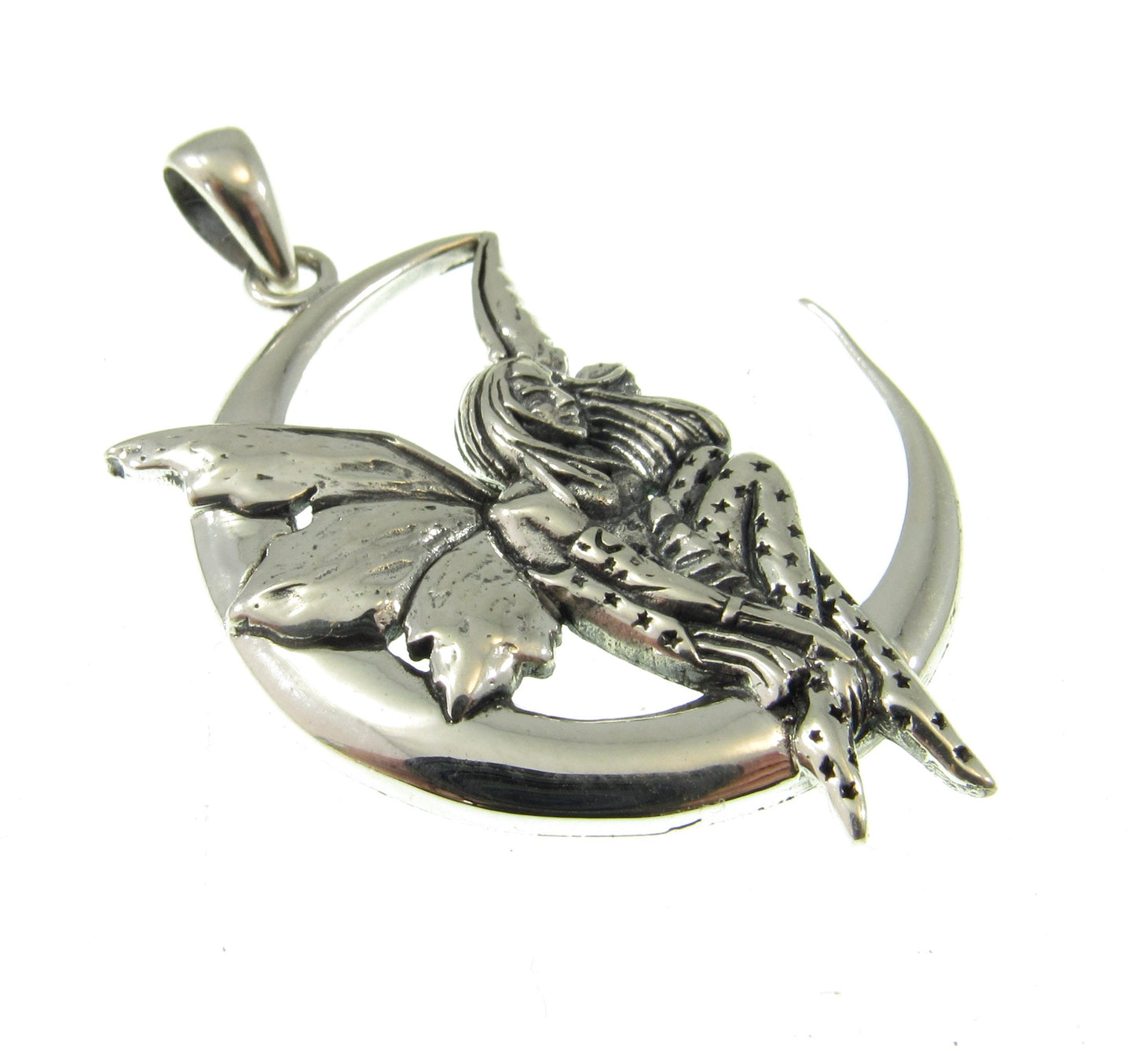 Solid 925 Sterling Silver Moon Dream Fairy Pendant Designed by Renown Fantasy Artist Amy Brown