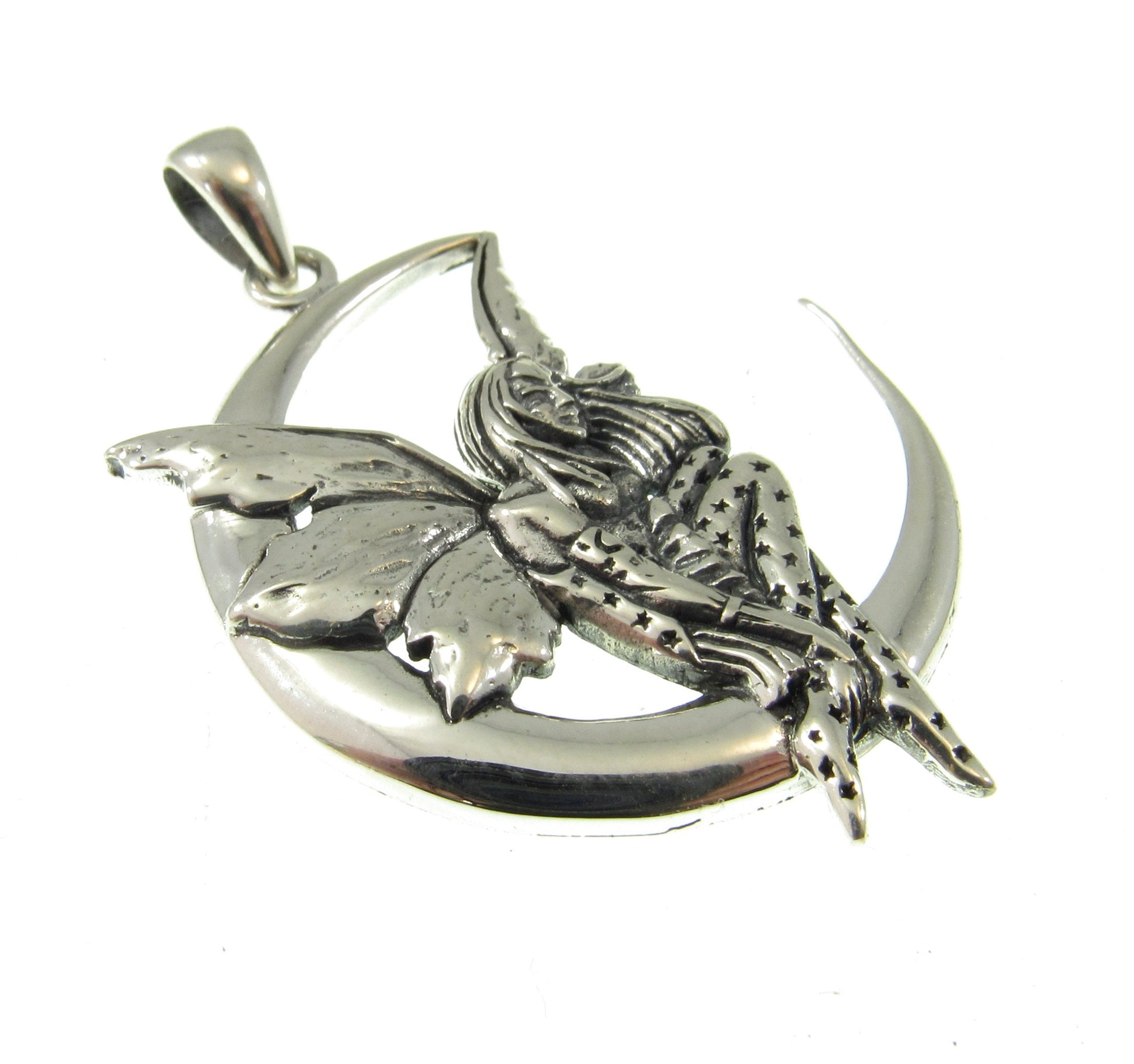 Solid 925 Sterling Silver Moon Dream Fairy Pendant Designed by Renown Fantasy Artist Amy Brown