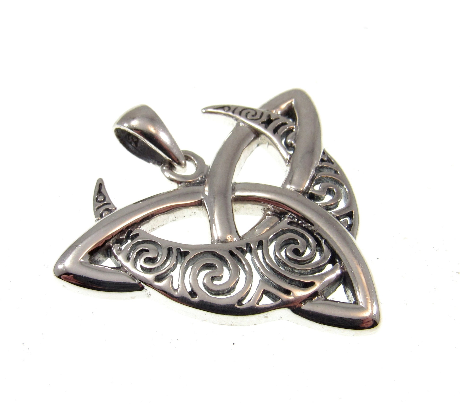 Solid 925 Sterling Silver Celtic Trinity Moon Pendant by Celebrated Fairytale Author and Artist Brigid Ashwood