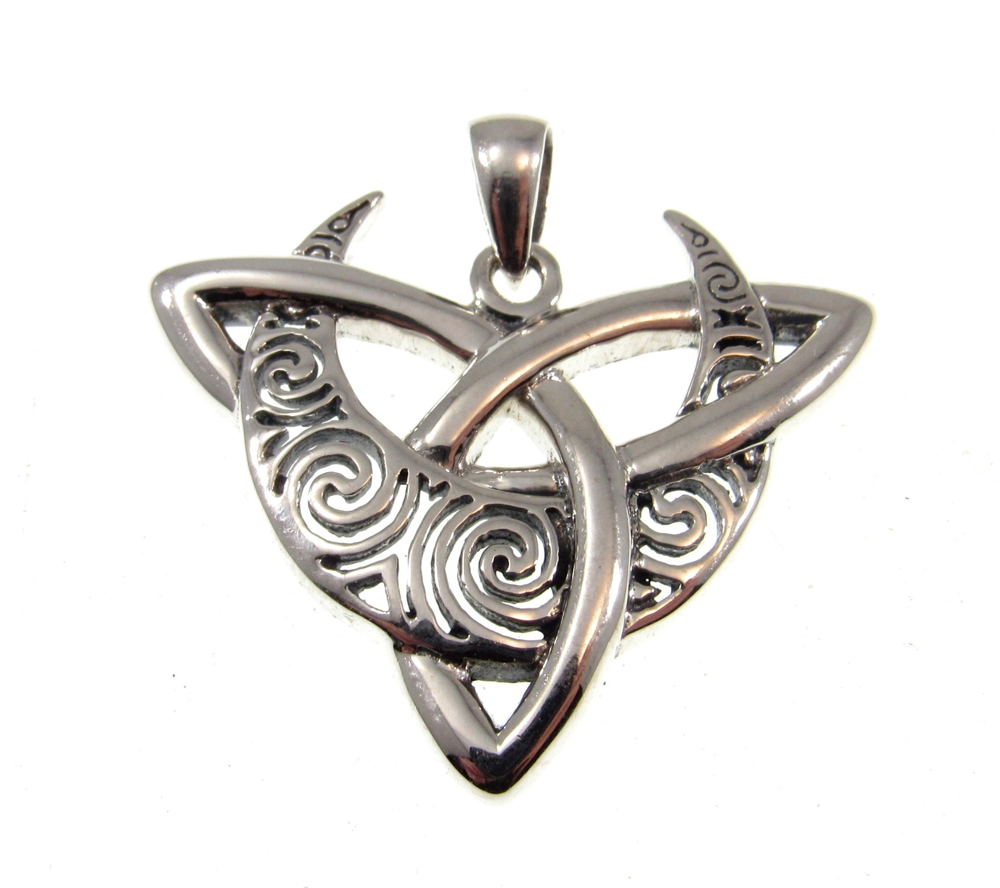Solid 925 Sterling Silver Celtic Trinity Moon Pendant by Celebrated Fairytale Author and Artist Brigid Ashwood