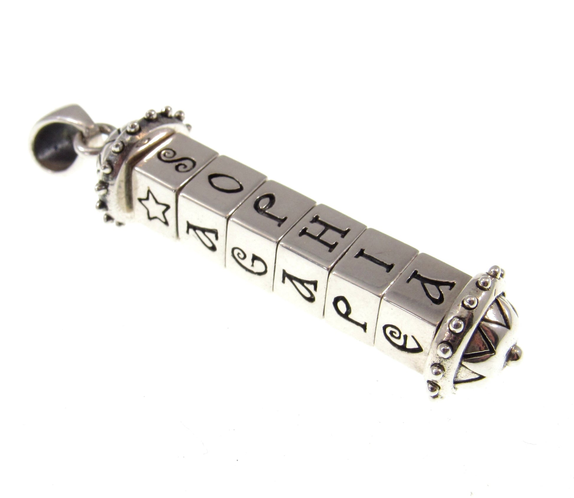 Solid 925 Sterling Silver Cryptex Secret Cylinder Pendant by Brigid Ashwood
