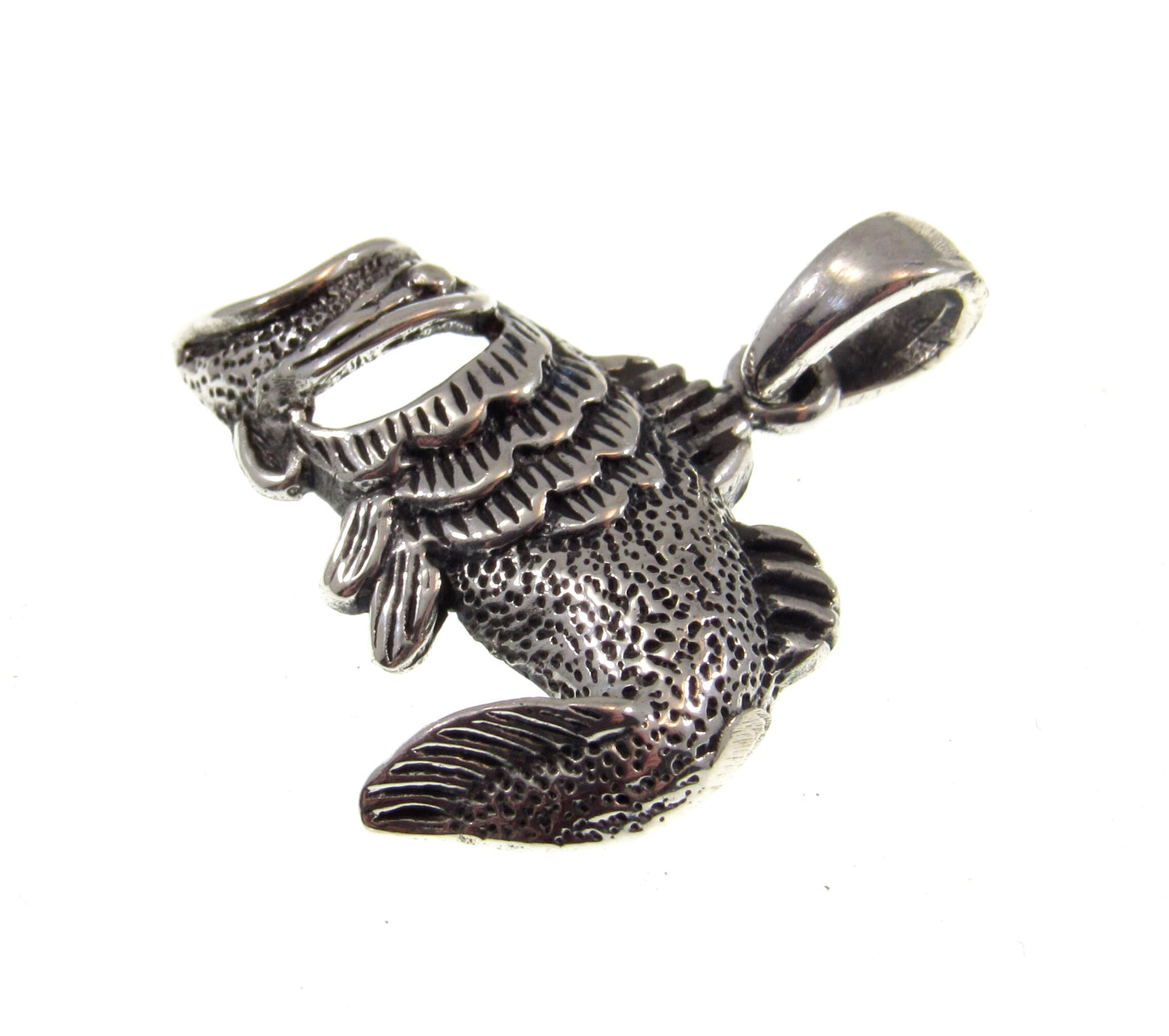Solid 925 Sterling Silver Sea Bass Pendant, Handcrafted Tropical Fish Charm
