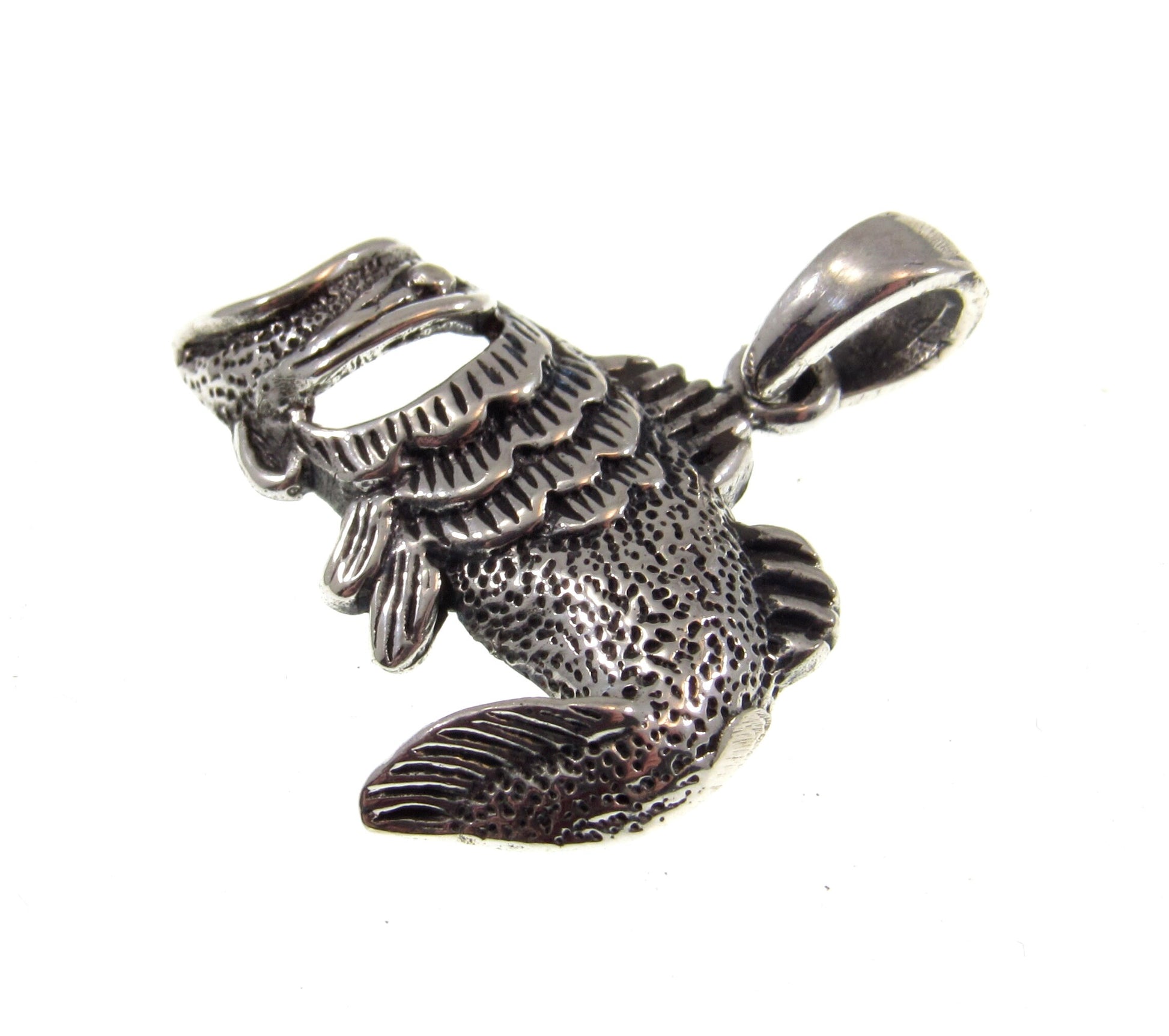Solid 925 Sterling Silver Sea Bass Pendant, Handcrafted Tropical Fish Charm