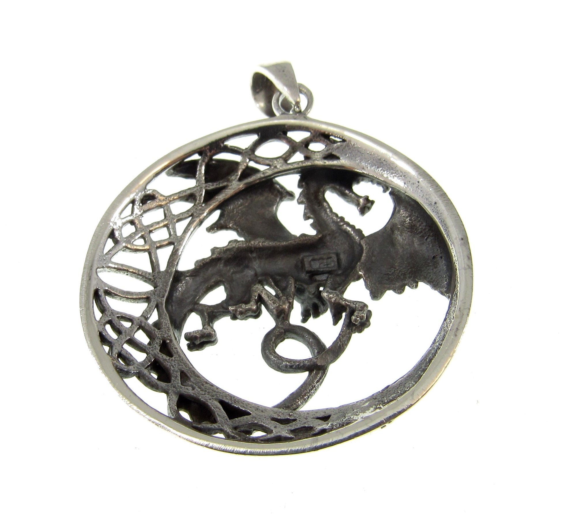Solid 925 Sterling Silver Celtic Dragon Pendant – Mythical Viking Pendant, Medieval Fantasy Jewelry, Gothic Dragon Amulet, Norse Pagan Gift