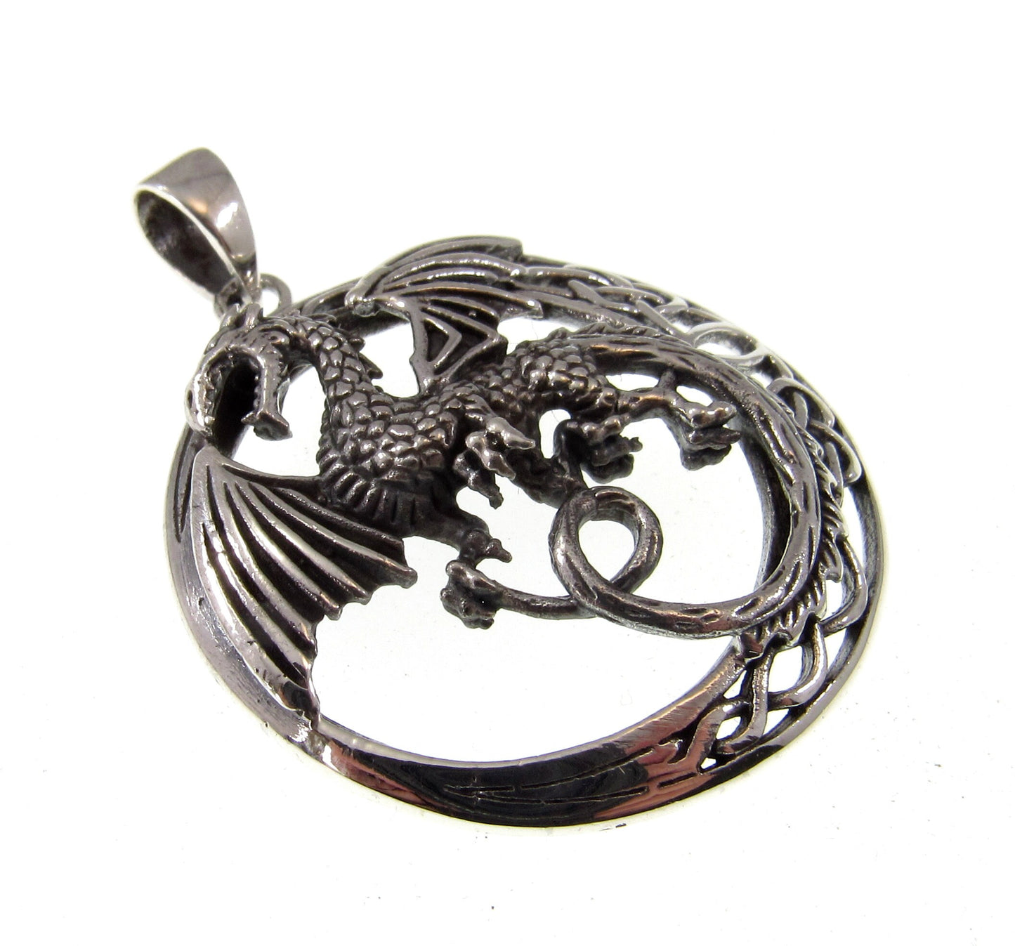 Solid 925 Sterling Silver Celtic Dragon Pendant – Mythical Viking Pendant, Medieval Fantasy Jewelry, Gothic Dragon Amulet, Norse Pagan Gift