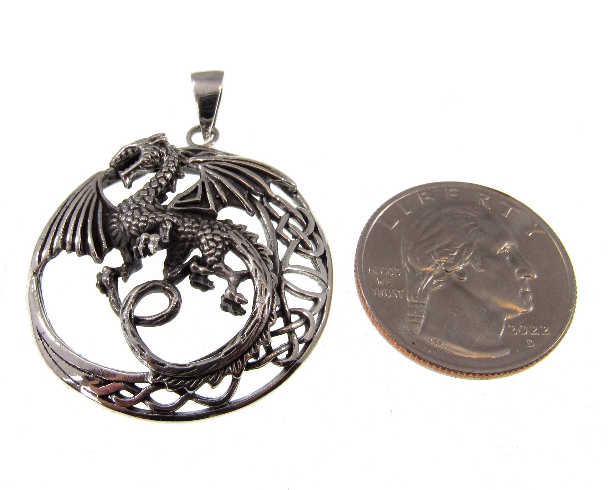 Solid 925 Sterling Silver Celtic Dragon Pendant – Mythical Viking Pendant, Medieval Fantasy Jewelry, Gothic Dragon Amulet, Norse Pagan Gift