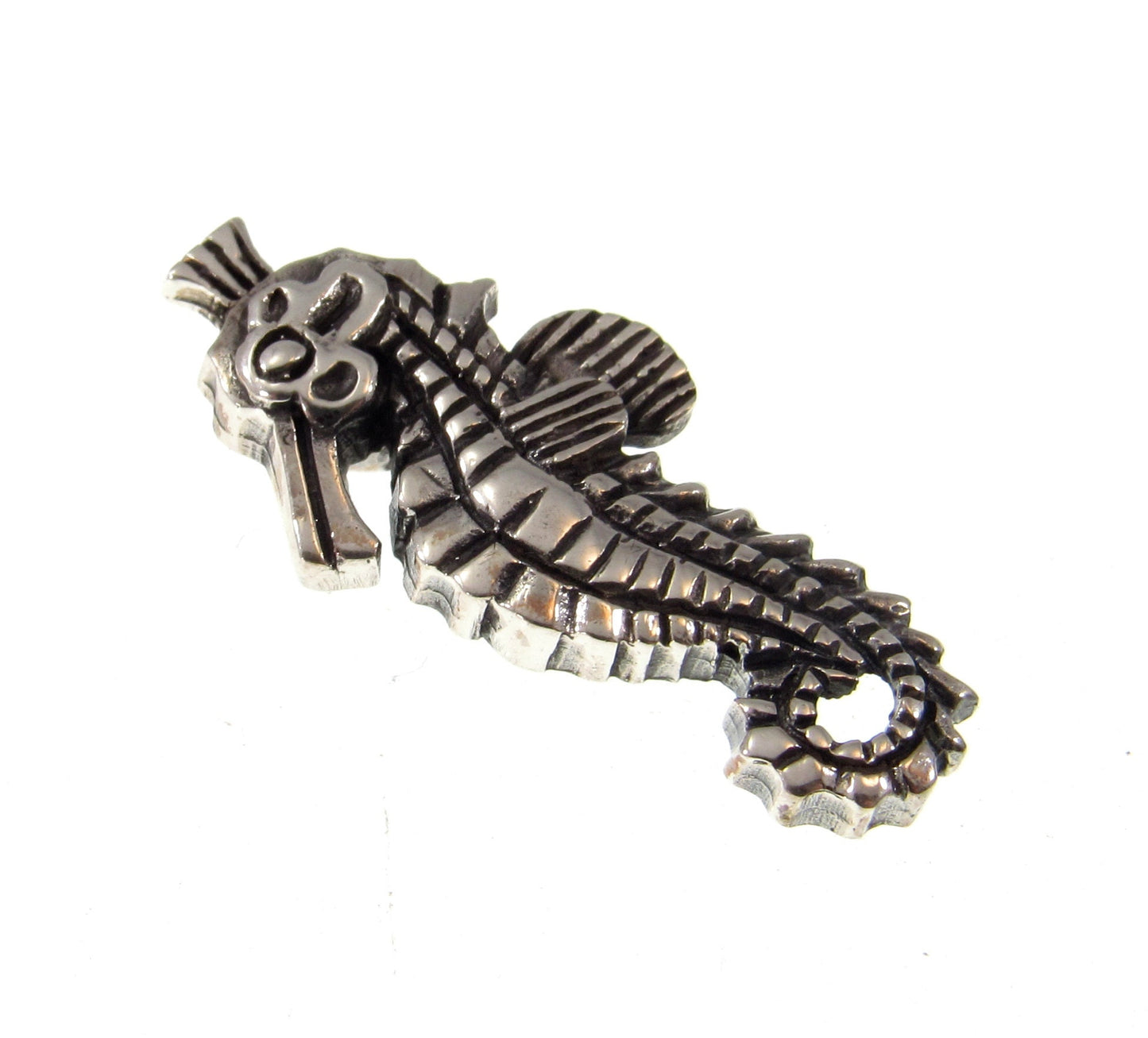 Solid 925 Sterling Silver Seahorse Slide Pendant – Nautical Ocean Jewelry, Marine Life Pendant, Beach Lover Gift, Coastal Sea Creature Charm