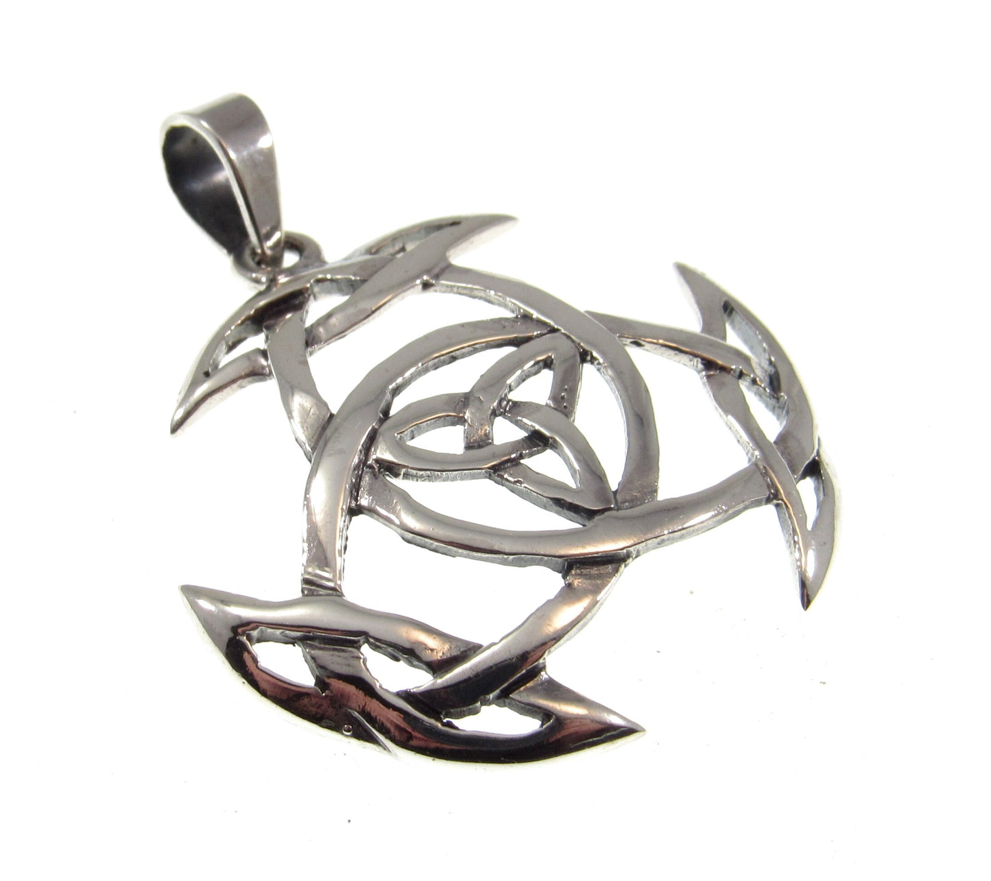Solid 925 Sterling Silver Celtic Triquetra Knot Pendant, Handcrafted Gaelic Trinity Shield Amulet