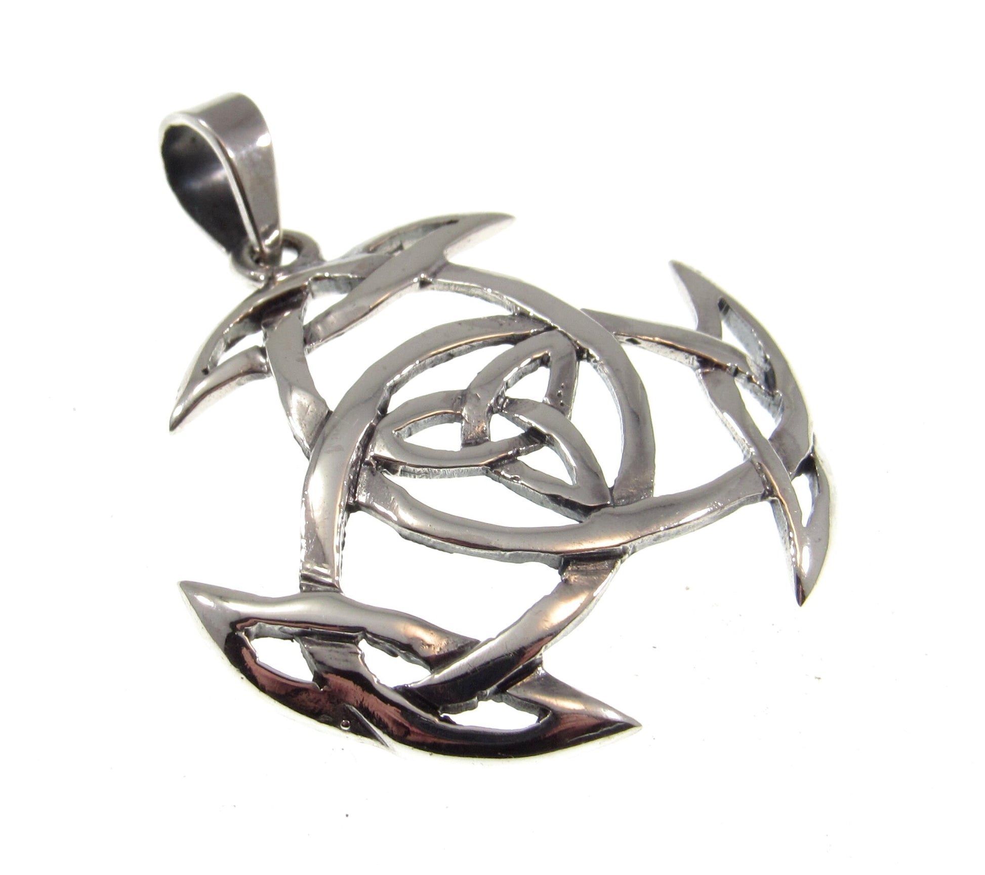 Solid 925 Sterling Silver Celtic Triquetra Knot Pendant, Handcrafted Gaelic Trinity Shield Amulet