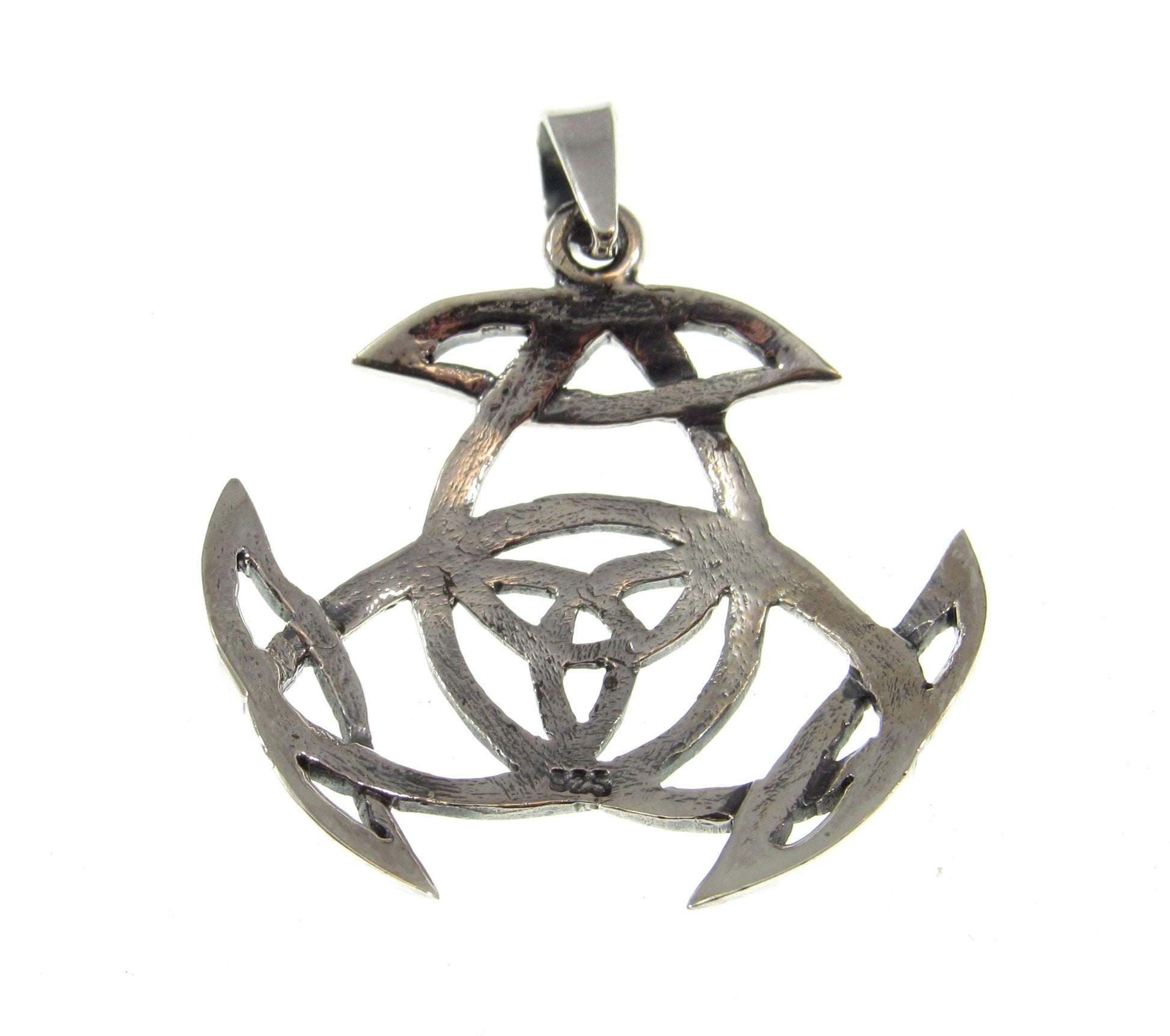 Solid 925 Sterling Silver Celtic Triquetra Knot Pendant, Handcrafted Gaelic Trinity Shield Amulet