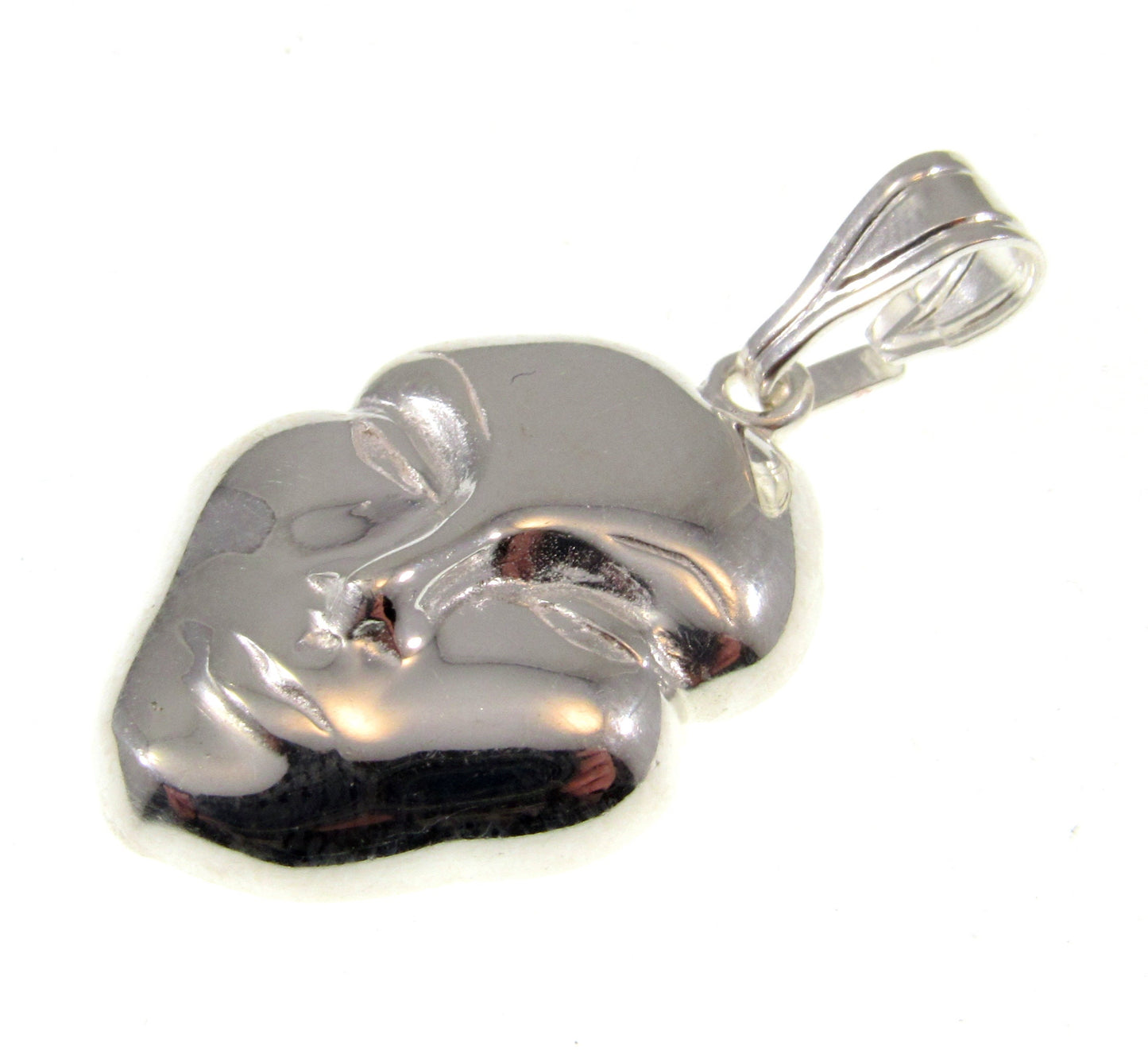 Solid 925 Sterling Silver Face Pendant – Surrealist Mask Necklace Charm, Abstract Human Face Jewelry, Masquerade Mask, Unique Statement