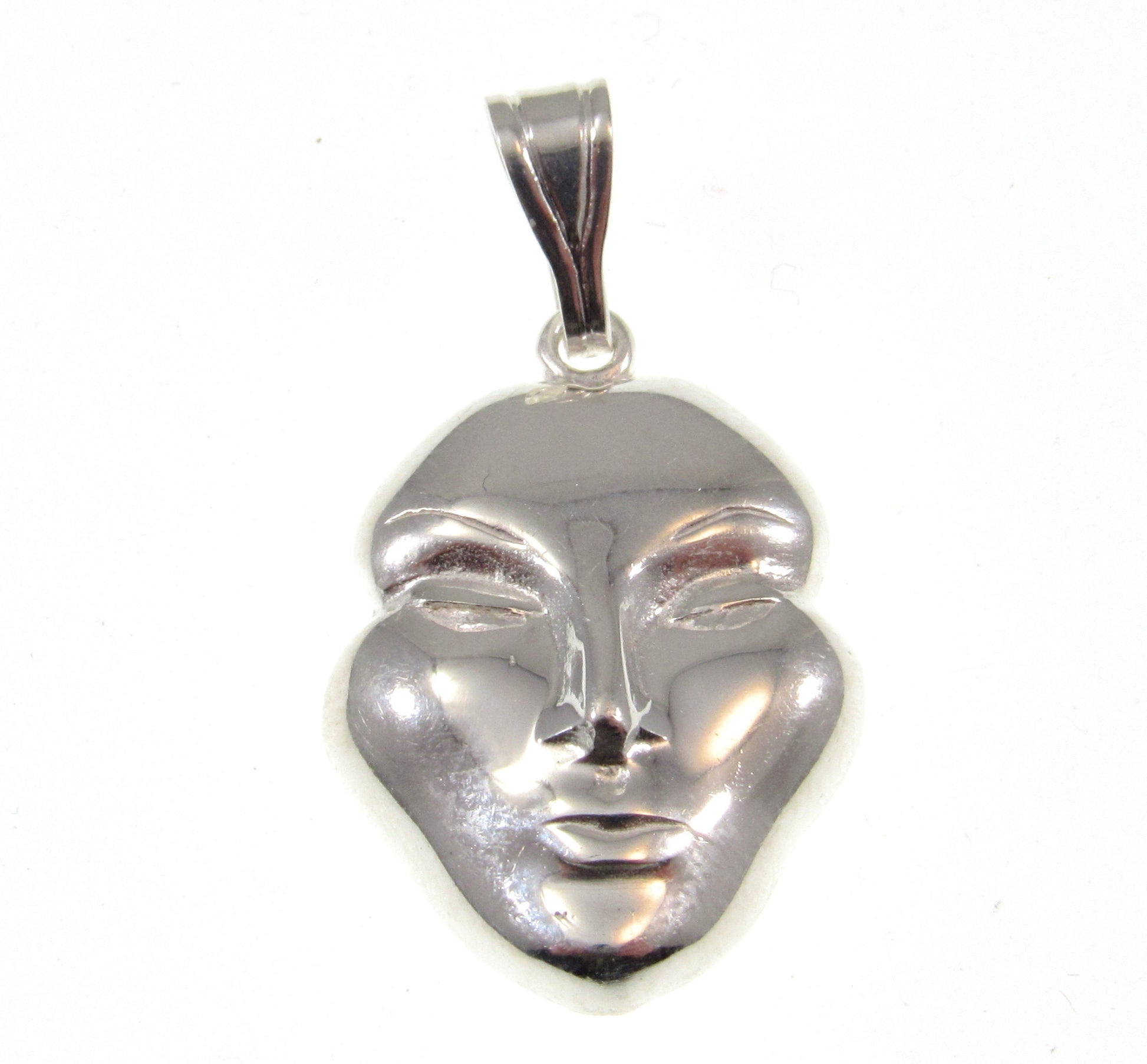 Solid 925 Sterling Silver Face Pendant – Surrealist Mask Necklace Charm, Abstract Human Face Jewelry, Masquerade Mask, Unique Statement