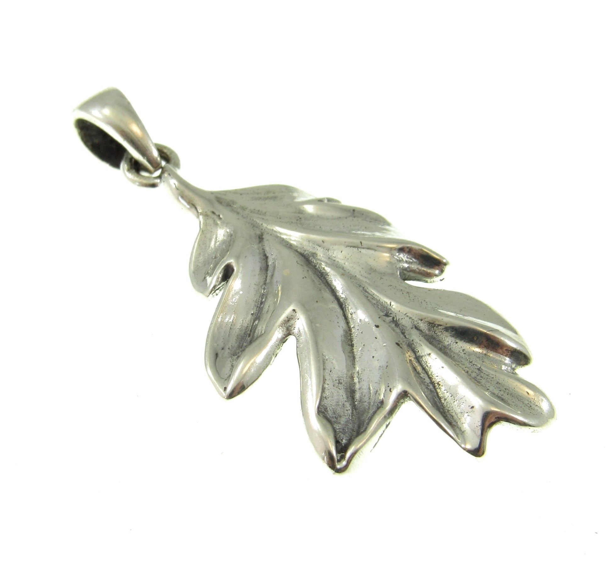 Solid 925 Sterling Silver Magic & Witch Oak Leaves Pendant, Pagan Wicca Amulet