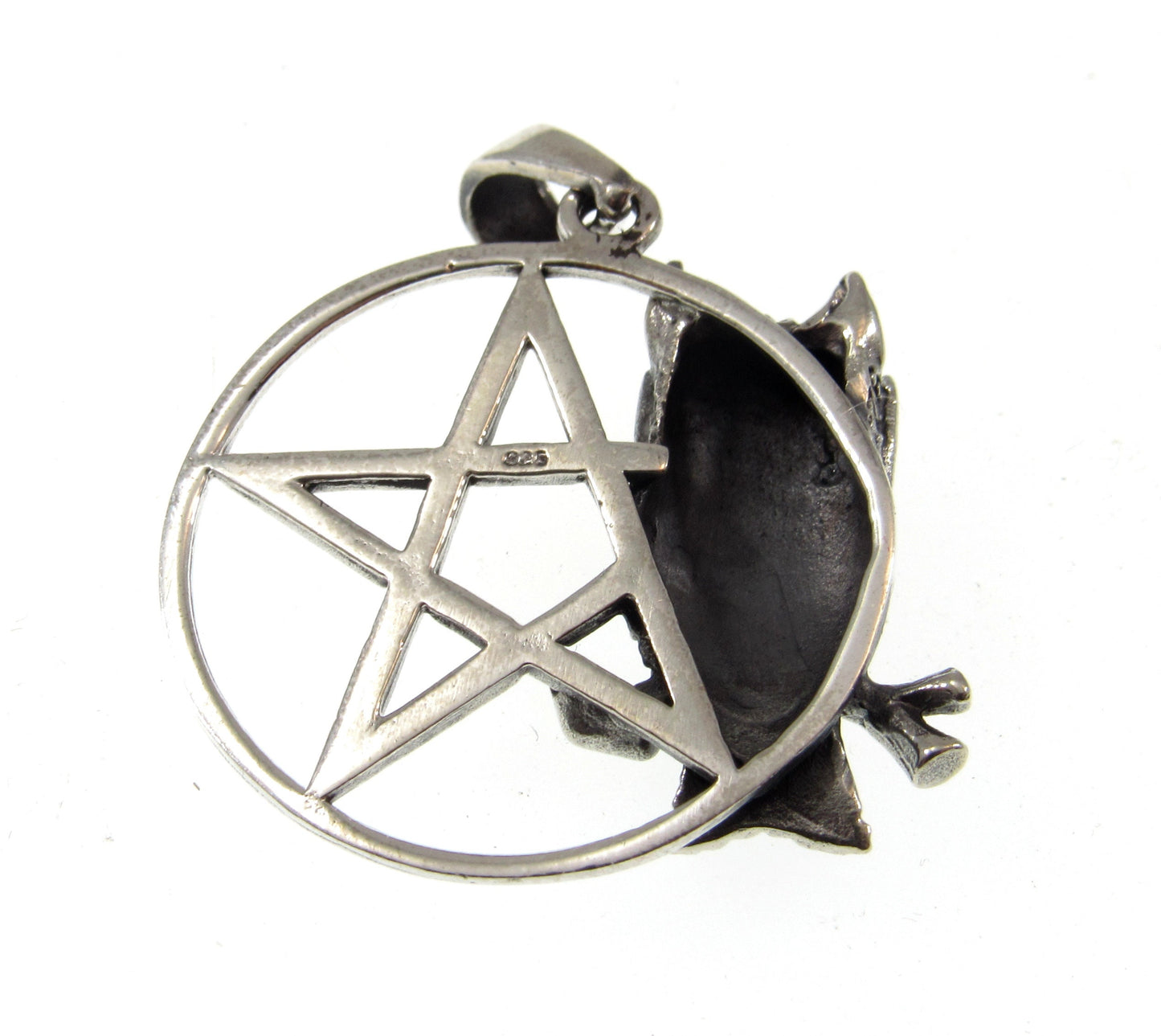 Solid 925 Sterling Silver Owl on Pentacle Pagan Pentagram Pendant, Handcrafted Wiccan Magick Amulet