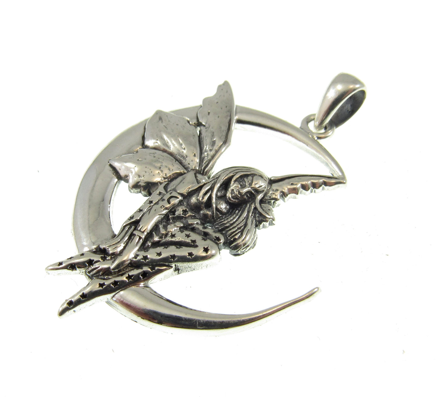 Solid 925 Sterling Silver Moon Dream Fairy Pendant Designed by Renown Fantasy Artist Amy Brown