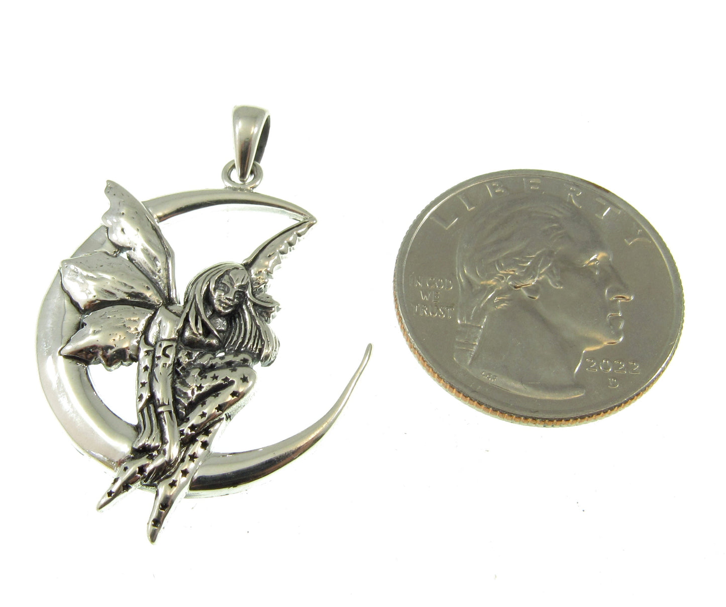 Solid 925 Sterling Silver Moon Dream Fairy Pendant Designed by Renown Fantasy Artist Amy Brown