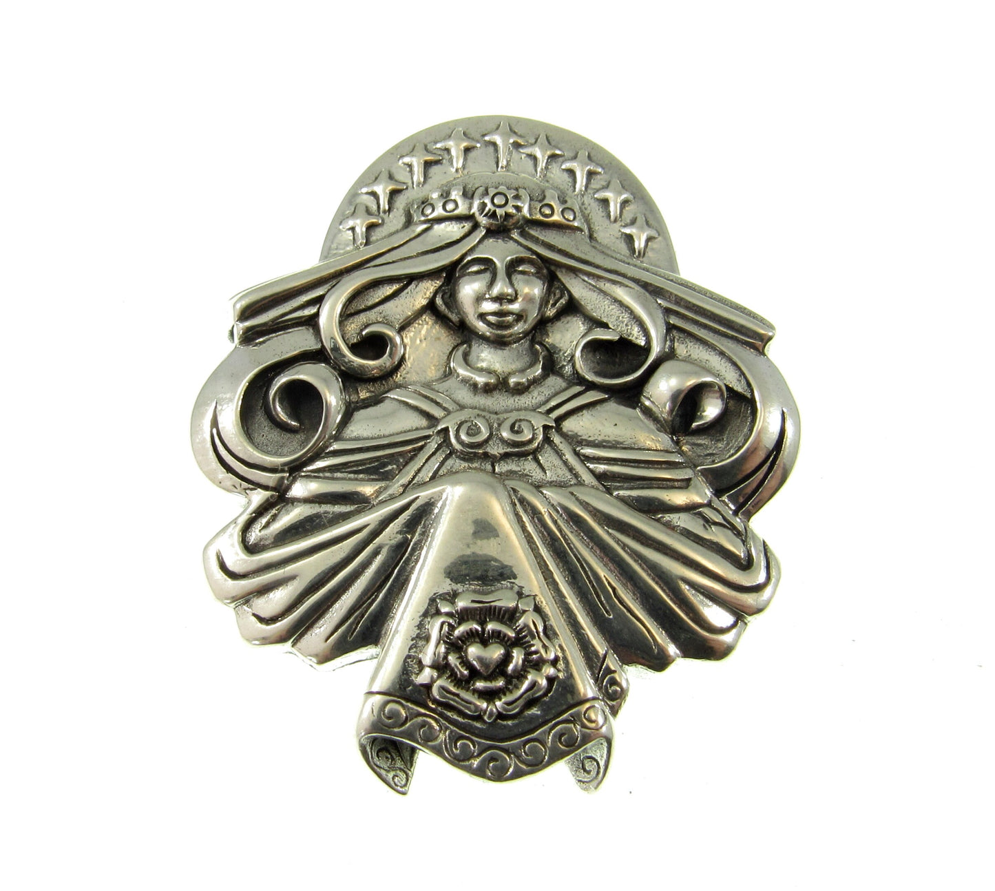 Solid 925 Sterling Silver Inanna Pendant, Celtic Queen of Heaven Slide Pendant by Brigid Ashwood, Pagan Marian Spiritual Goddess Jewelry