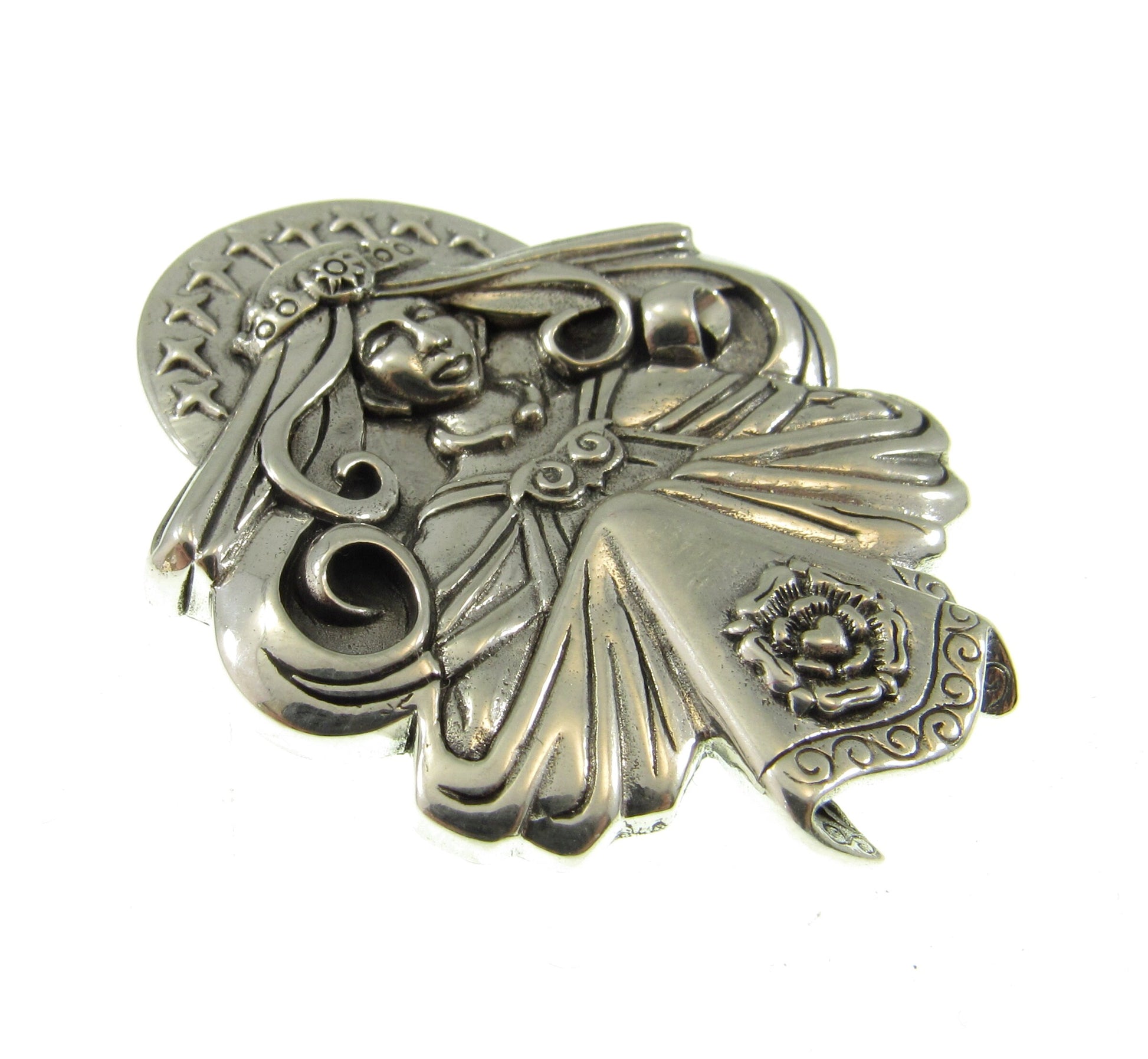 Solid 925 Sterling Silver Inanna Pendant, Celtic Queen of Heaven Slide Pendant by Brigid Ashwood, Pagan Marian Spiritual Goddess Jewelry