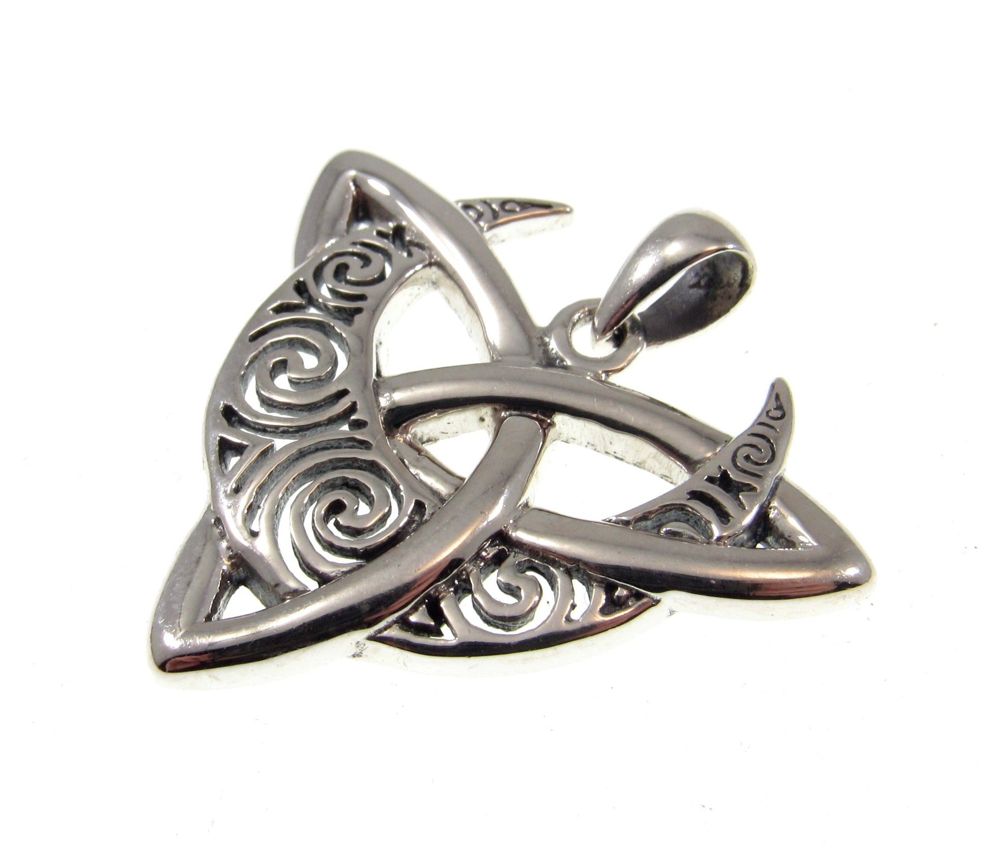 Solid 925 Sterling Silver Celtic Trinity Moon Pendant by Celebrated Fairytale Author and Artist Brigid Ashwood