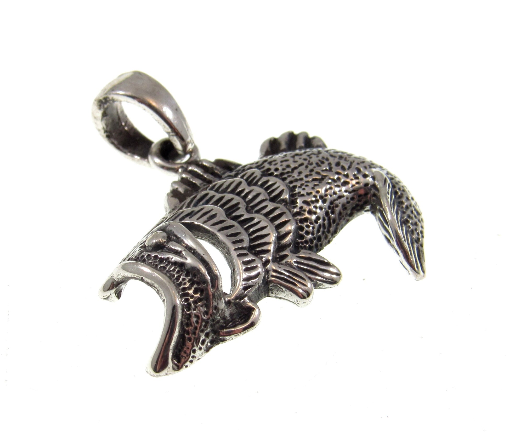 Solid 925 Sterling Silver Sea Bass Pendant, Handcrafted Tropical Fish Charm