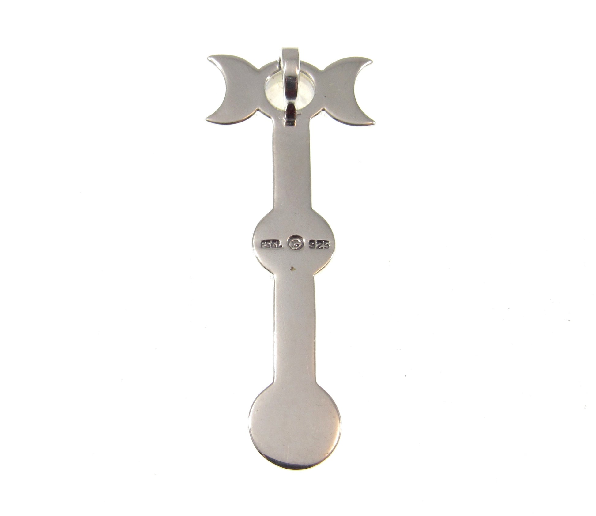 Solid 925 Sterling Silver Triple Moon Goddess Moonstone Pendant – Wiccan Pagan Lunar Symbol Amulet