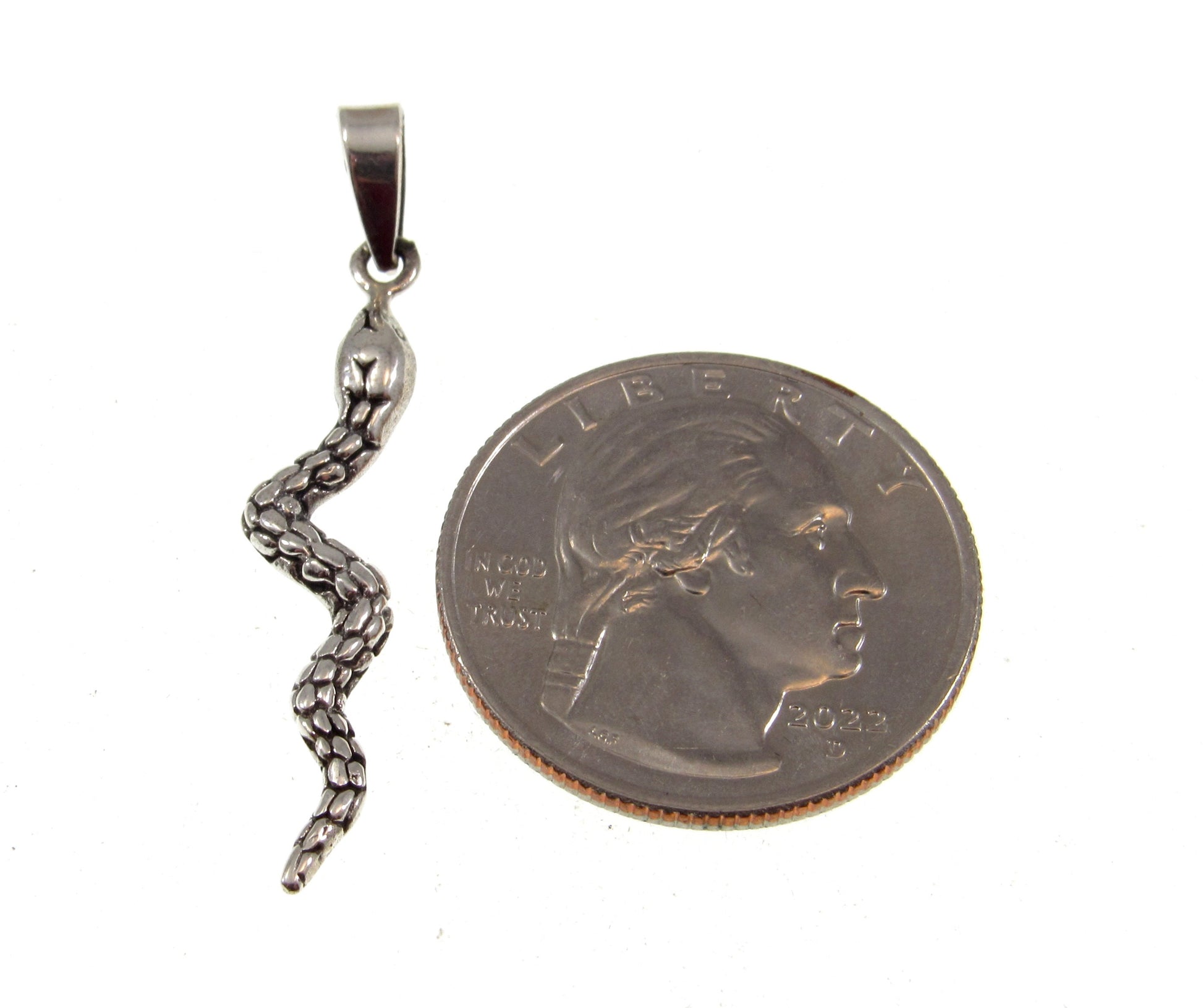 Solid 925 Sterling Silver Snake Pendant – Gothic Serpent Necklace Charm, Occult Jewelry, Wiccan Symbol, Unique Reptile Gift for Him or Her