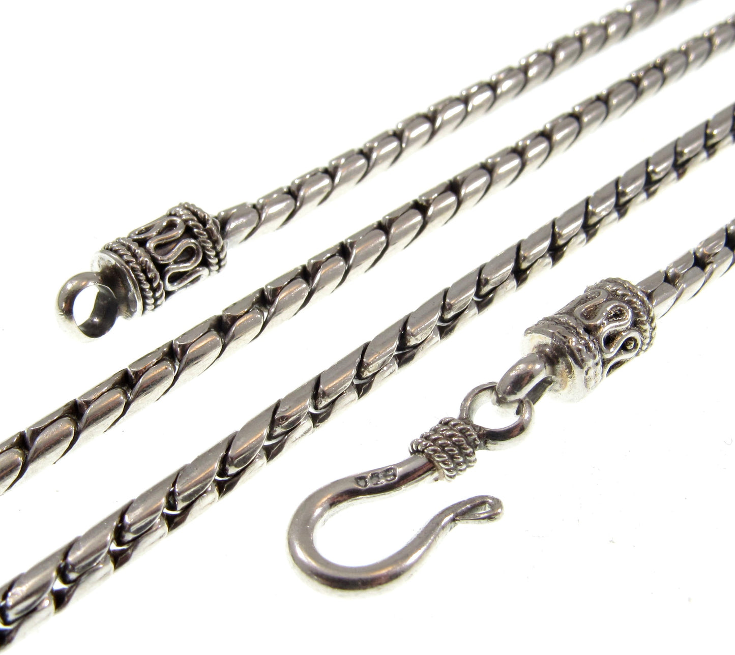 Handmade 2.5mm Solid 925 Sterling Silver Balinese BECKEL Link Chain, Necklace or Bracelet, 7.5 8 9 16 18 20 22 24 26 28 or 30 Inches