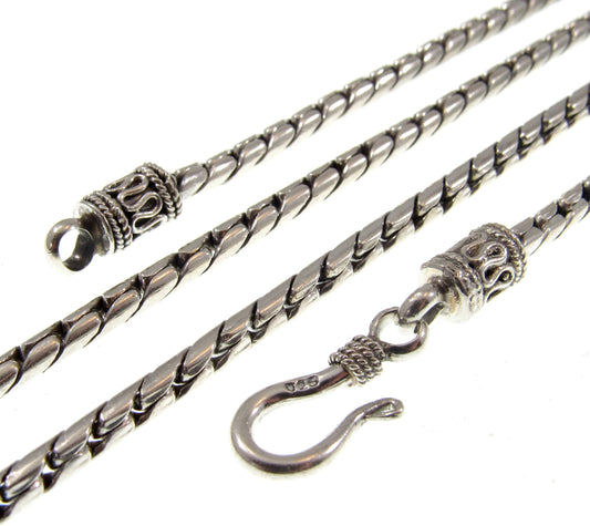 Handmade 2.5mm Solid 925 Sterling Silver Balinese BECKEL Link Chain, Necklace or Bracelet, 7.5 8 9 16 18 20 22 24 26 28 or 30 Inches