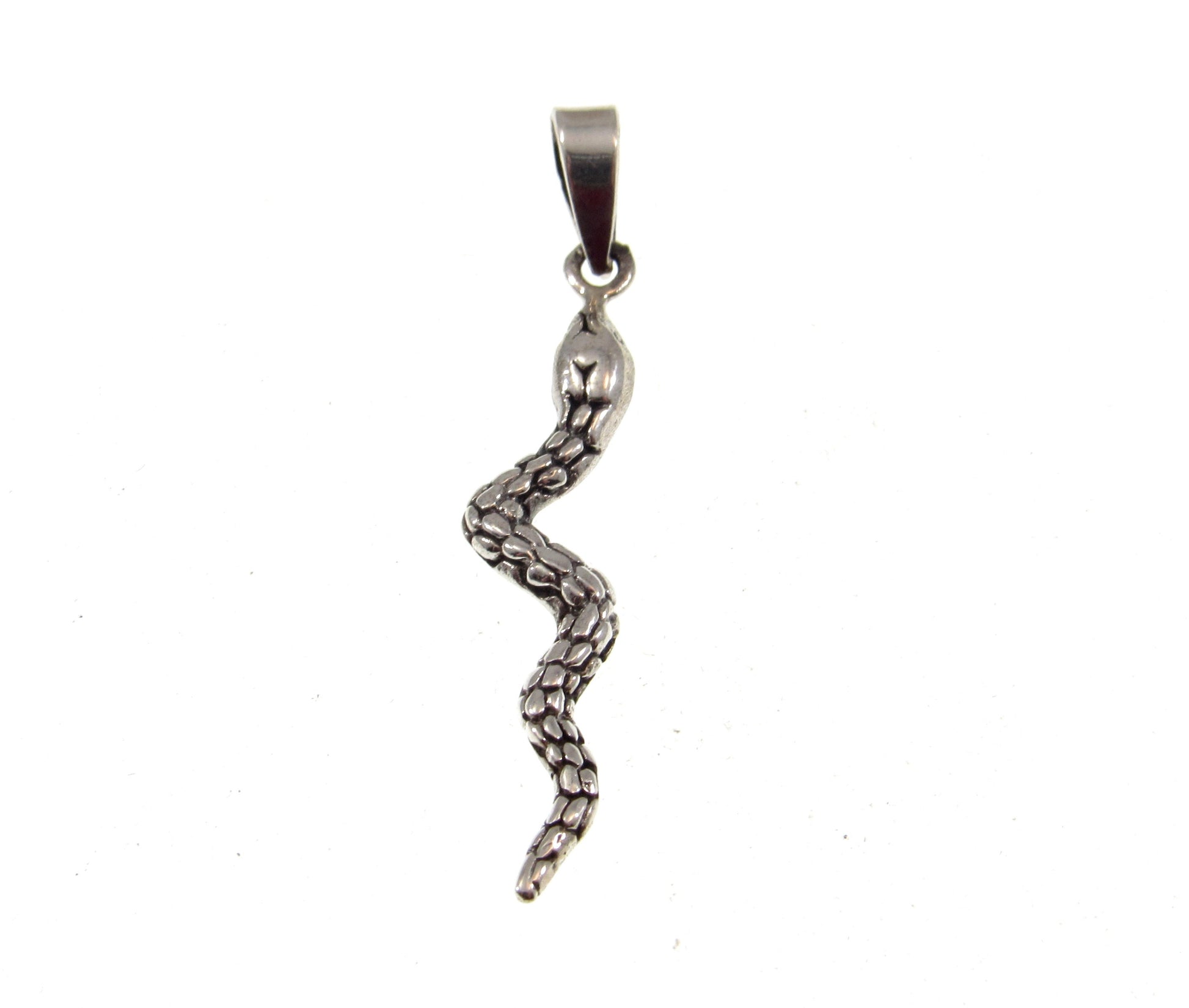 Solid 925 Sterling Silver Snake Pendant – Gothic Serpent Necklace Charm, Occult Jewelry, Wiccan Symbol, Unique Reptile Gift for Him or Her