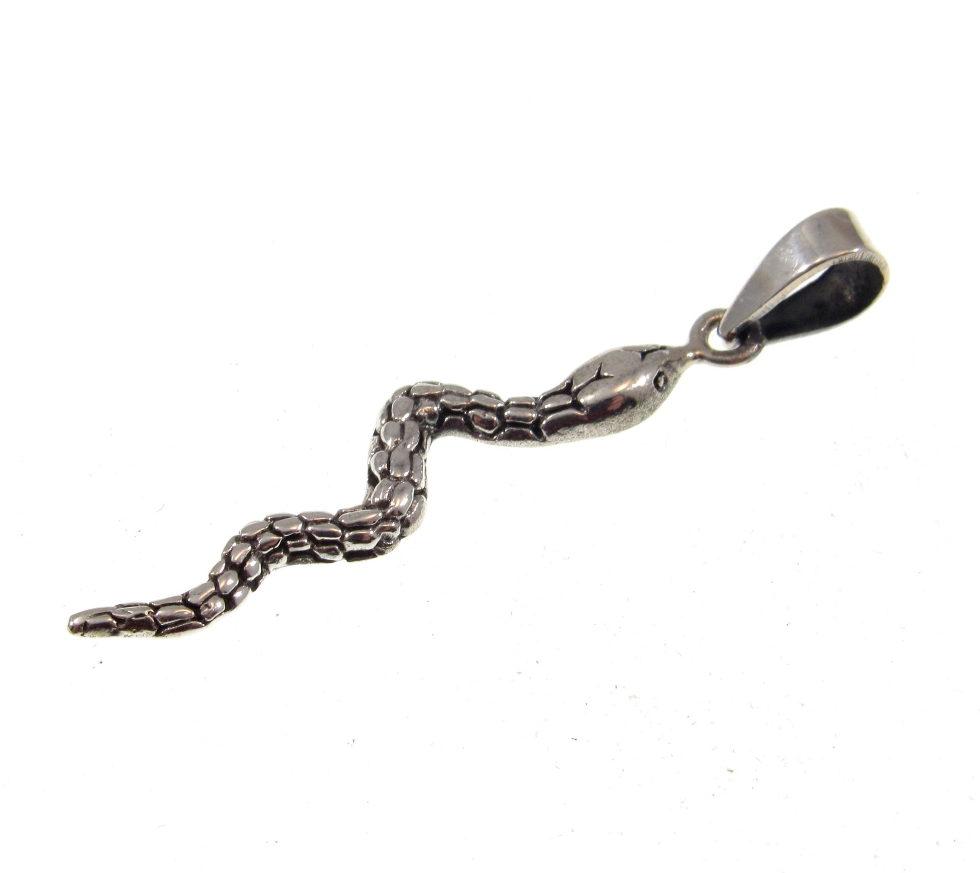 Solid 925 Sterling Silver Snake Pendant – Gothic Serpent Necklace Charm, Occult Jewelry, Wiccan Symbol, Unique Reptile Gift for Him or Her