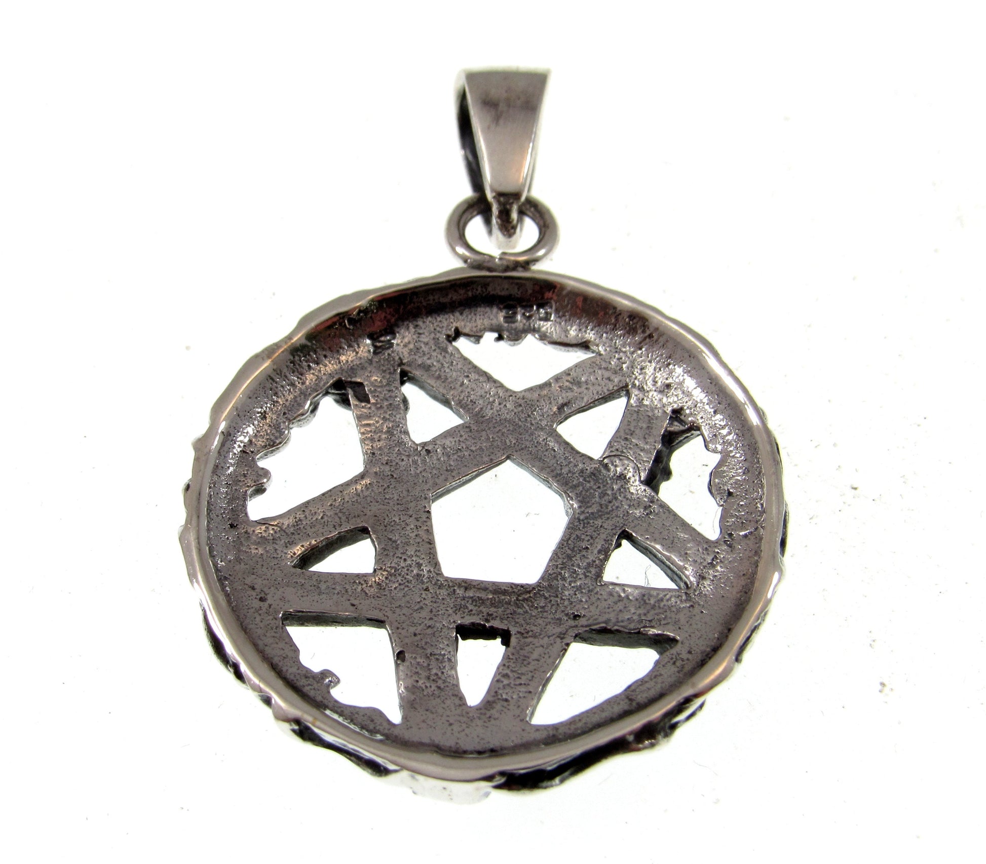 Solid 925 Sterling Silver Twisted Branches Inverted Pentagram Pentacle Pendant – Tree of Life Star