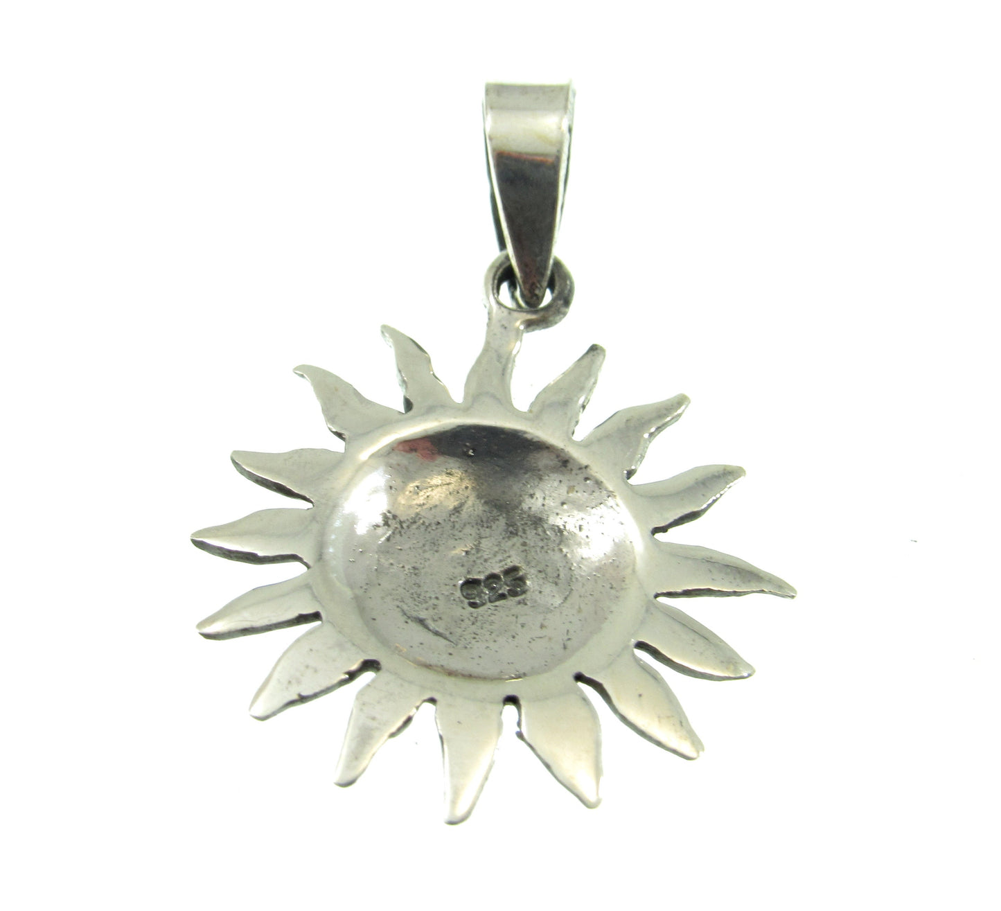 Solid 925 Sterling Silver Smiley Face Sun Pendant, Handcrafted Belenus Celestial Charm