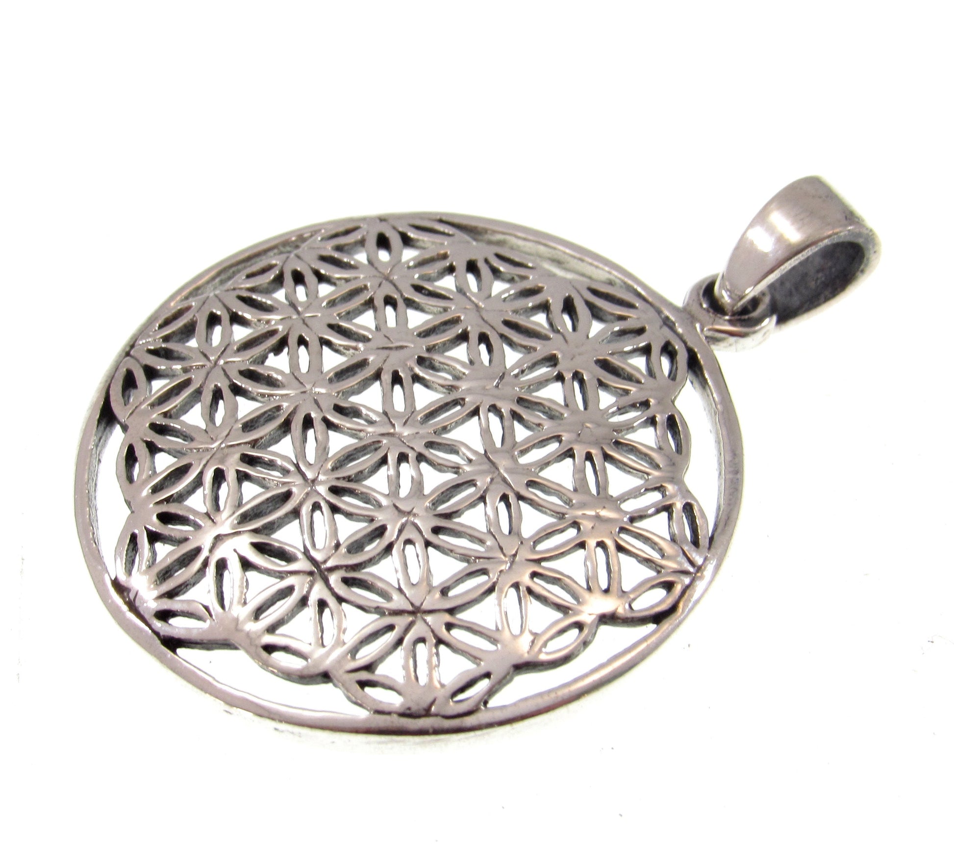 Solid Sterling Silver Flower of Life Pendant – Sacred Geometry Necklace, Boho Spiritual Jewelry, Handcrafted Silver Charm