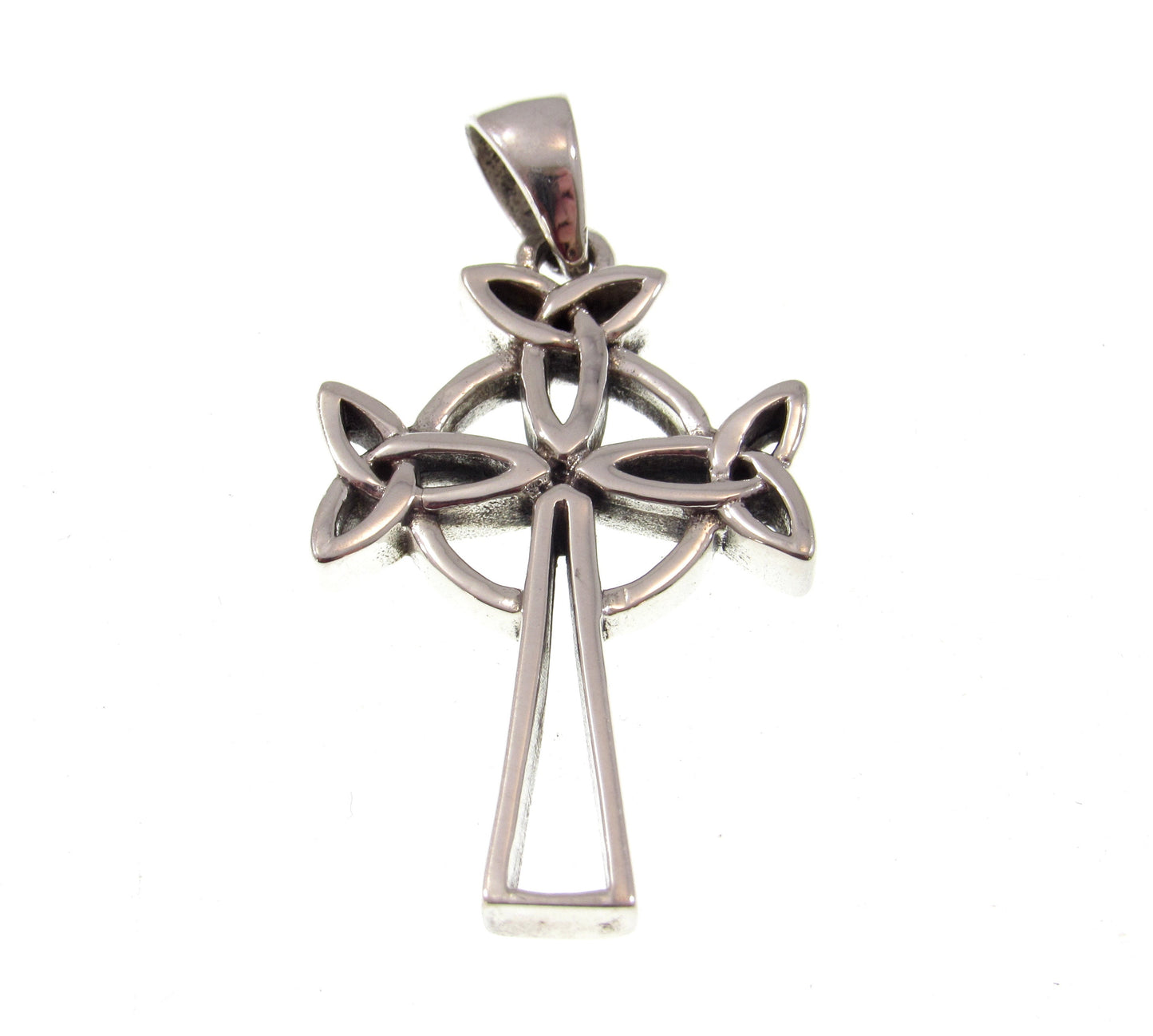 Solid 925 Sterling Silver Celtic Triple Trinity Knot Cross Pendant, Holy Trinity Religious Jewelry