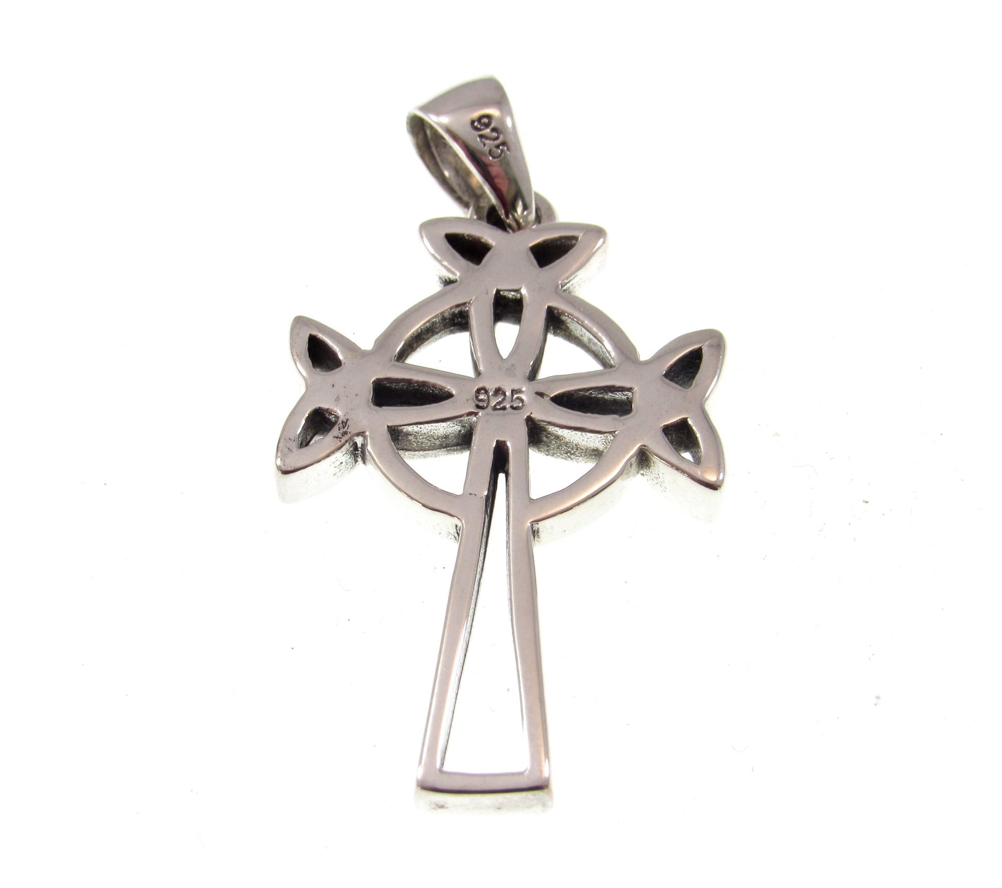 Solid 925 Sterling Silver Celtic Triple Trinity Knot Cross Pendant, Holy Trinity Religious Jewelry
