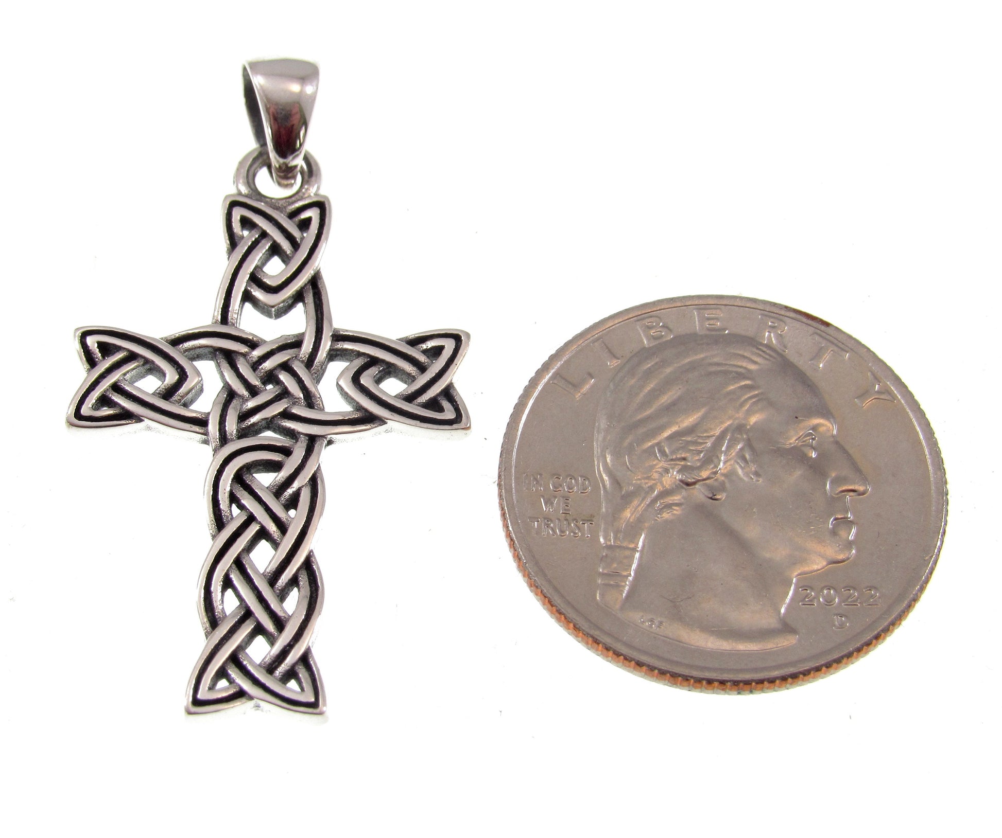 Solid 925 Sterling Silver Celtic Endless Square Infinity Knot Cross Pendant, Handcrafted Two-Toned Religious Jewelry