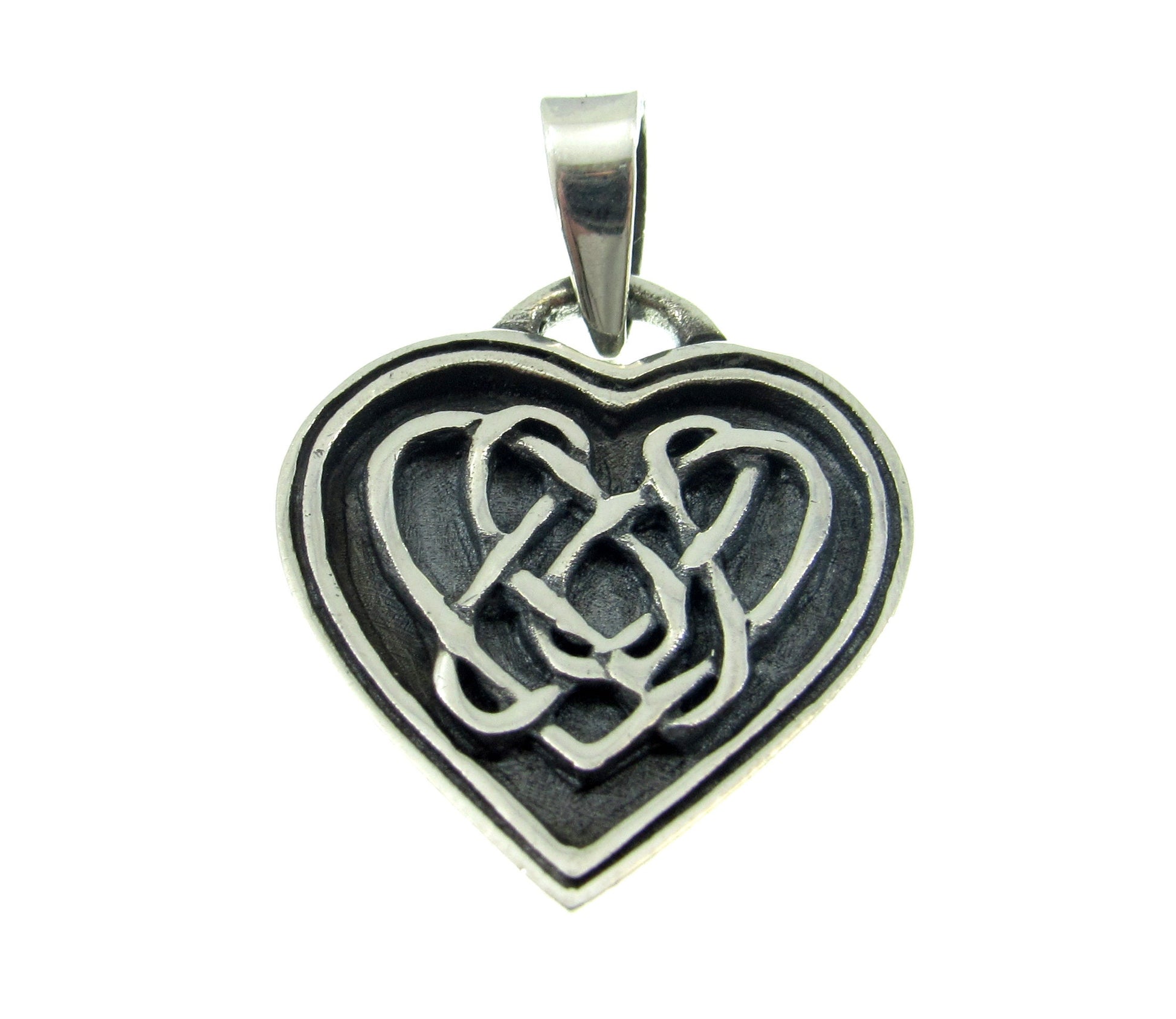 Solid 925 Sterling Silver Celtic Love Knot Heart Pendant, Handcrafted Gaelic Jewelry