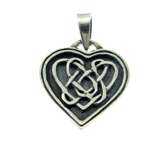 Solid 925 Sterling Silver Celtic Love Knot Heart Pendant, Handcrafted Gaelic Jewelry