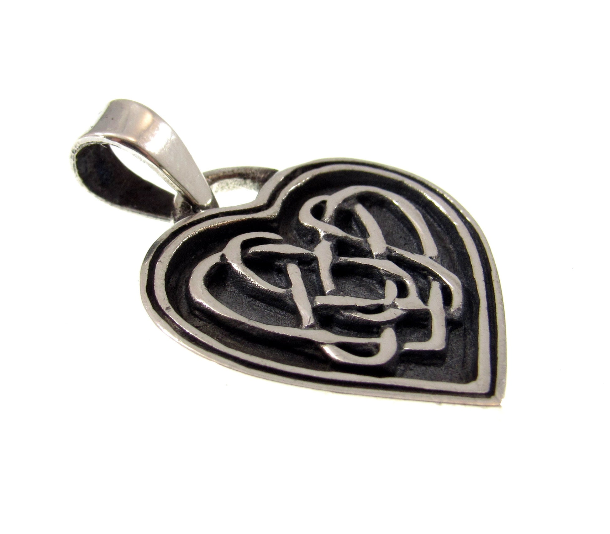 Solid 925 Sterling Silver Celtic Love Knot Heart Pendant, Handcrafted Gaelic Jewelry