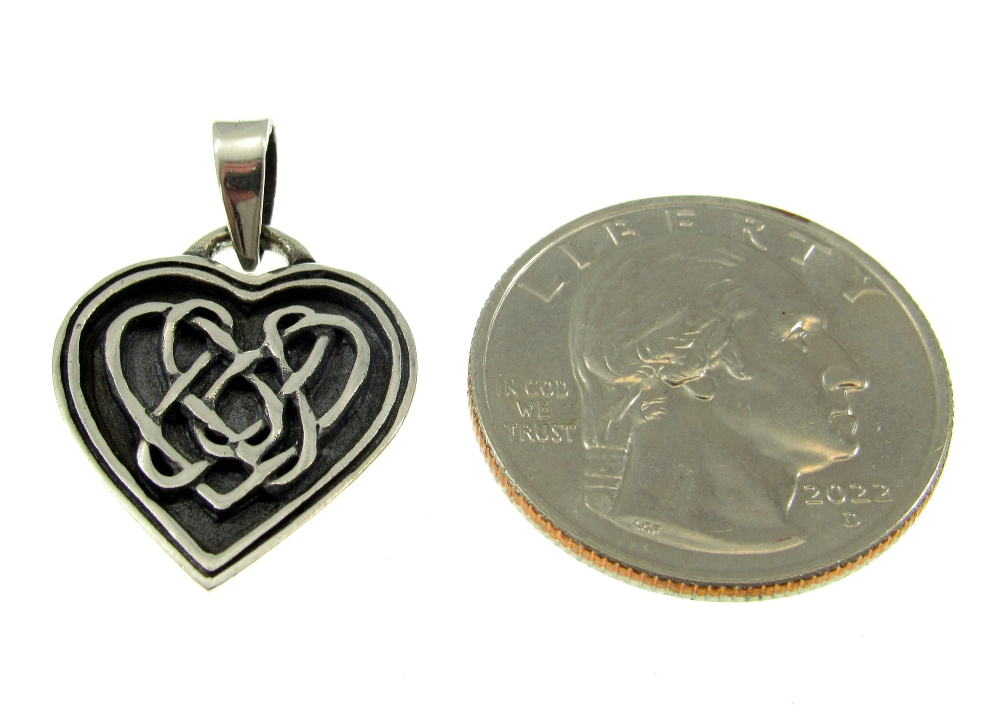 Solid 925 Sterling Silver Celtic Love Knot Heart Pendant, Handcrafted Gaelic Jewelry