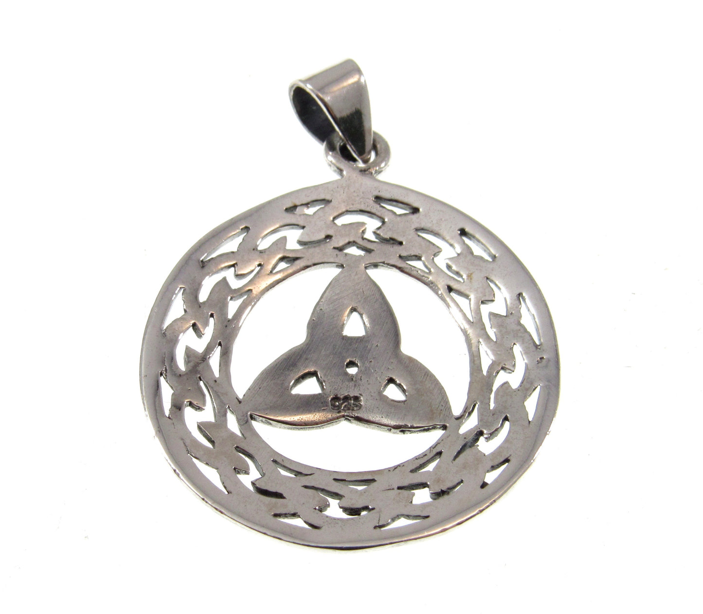 Solid 925 Sterling Silver Trinity Knot Pendant - Triquetra Amulet, Celtic Jewelry - Handcrafted Wiccan Amulet - Pagan Necklace Pendant