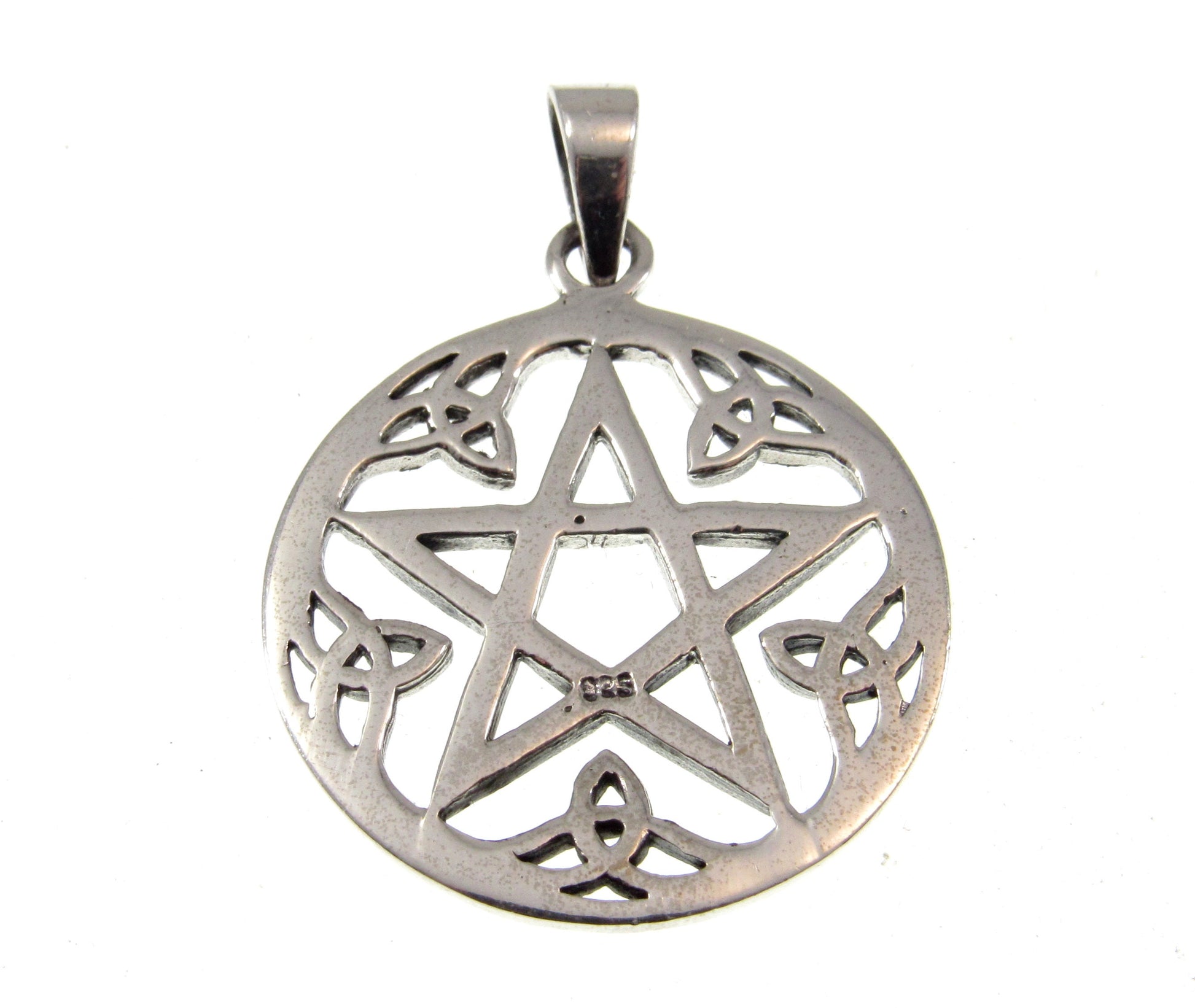 Solid 925 Sterling Silver Pentacle Pendant - Celtic Trinity Knots Amulet - Pentagram Jewelry - Witchy Pagan & Wiccan Gift Idea