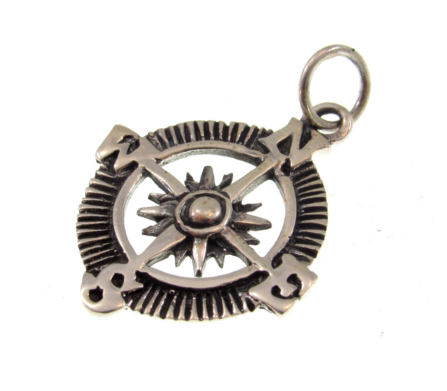 Solid 925 Sterling Silver Compass Pendant – Nautical Rose of the Winds Symbol – Nautical Silver Charm – Directional North Star Jewelry Gift