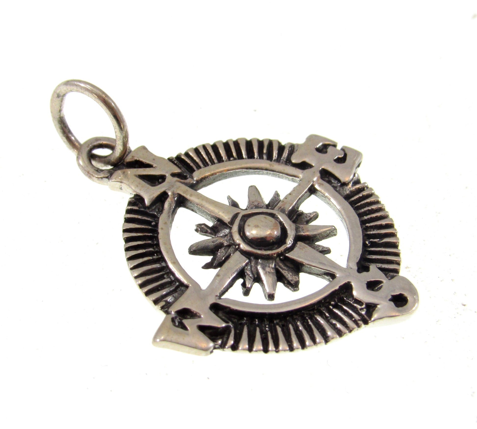 Solid 925 Sterling Silver Compass Pendant – Nautical Rose of the Winds Symbol – Nautical Silver Charm – Directional North Star Jewelry Gift