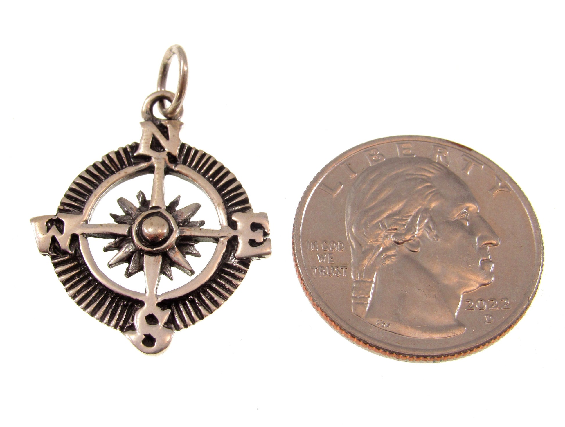 Solid 925 Sterling Silver Compass Pendant – Nautical Rose of the Winds Symbol – Nautical Silver Charm – Directional North Star Jewelry Gift