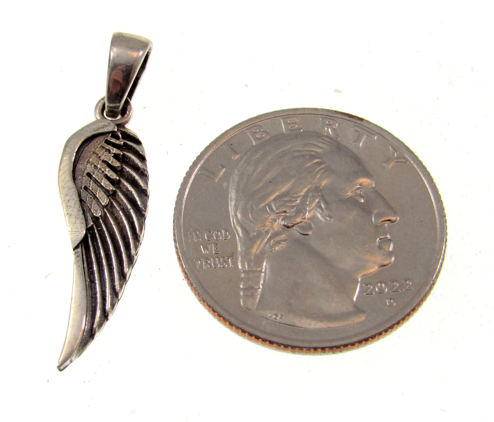 Solid 925 Sterling Silver Angel Wing Pendant, Handcrafted Bird Wing Charm